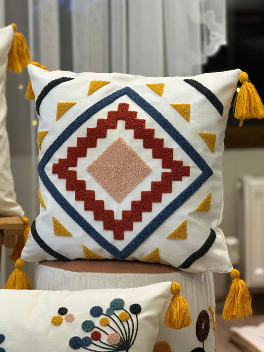 Onay Home Textile Punch Needle Cushion Cover 17x17 inches/43x43cm Punch Needle Pillow Cover Kit Geometric Punch Cushion Cover