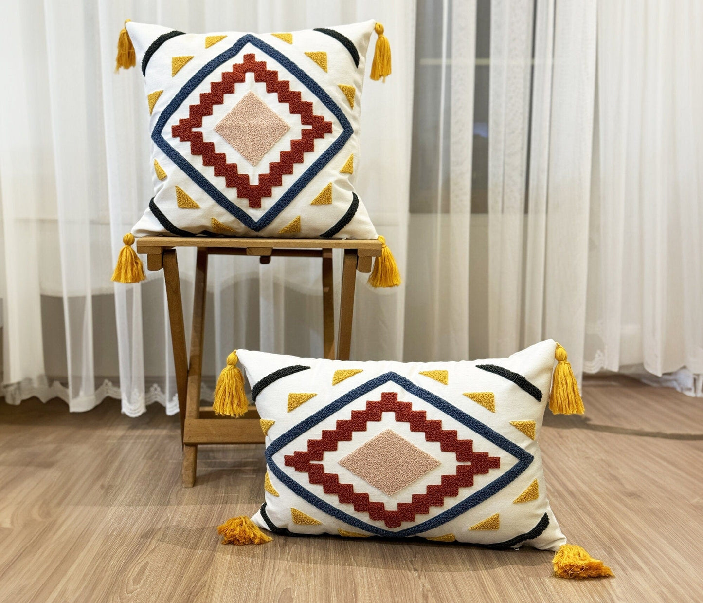 Onay Home Textile Punch Needle Cushion Cover Punch Needle Pillow Cover Kit Geometric Punch Cushion Cover