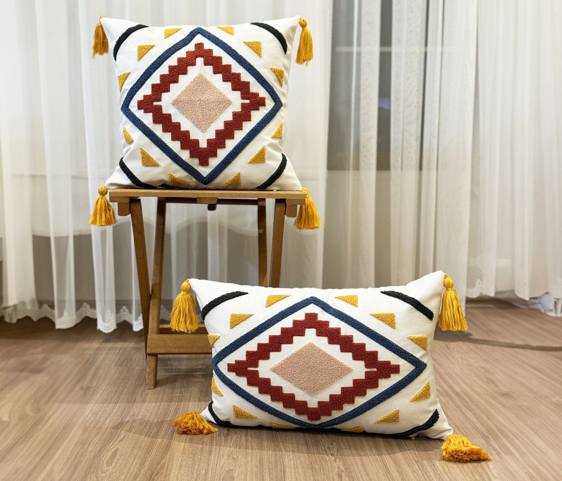 Onay Home Textile Punch Needle Cushion Cover Punch Needle Pillow Cover Kit Geometric Punch Cushion Cover