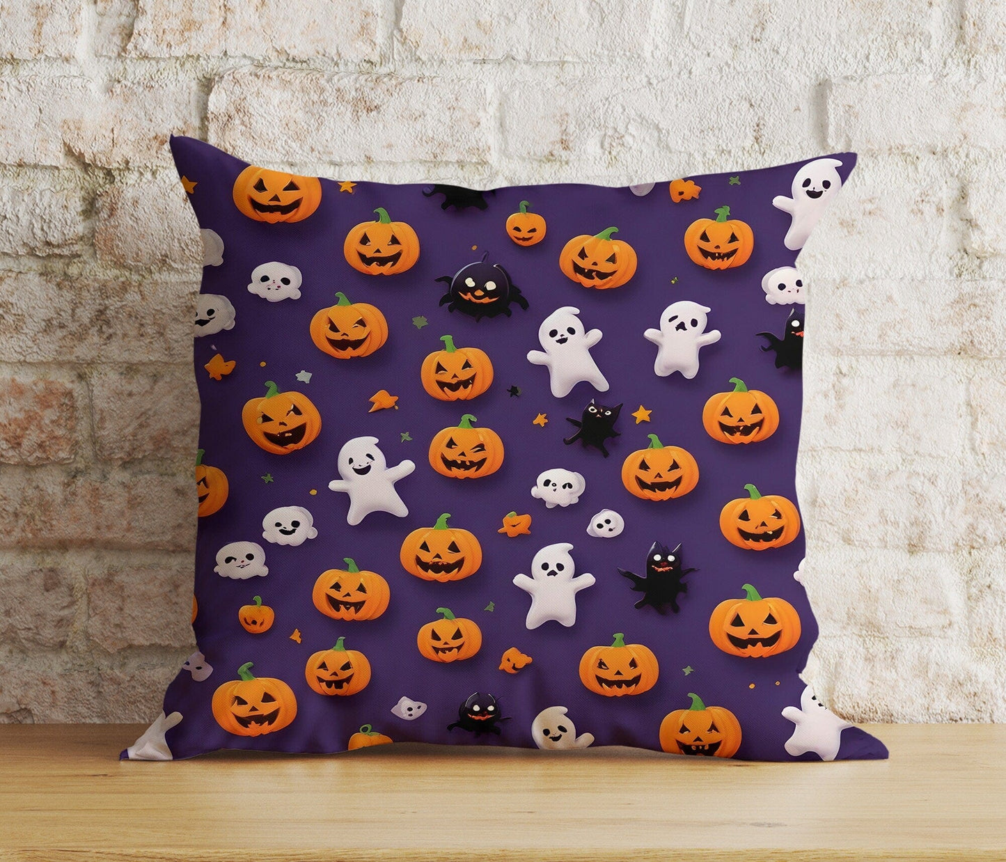Onay 9 / 12 x 12 inch (30 x 30 cm) Double Side Purple Halloween Carved Pumpkin Trick or Treat Cushion Cover