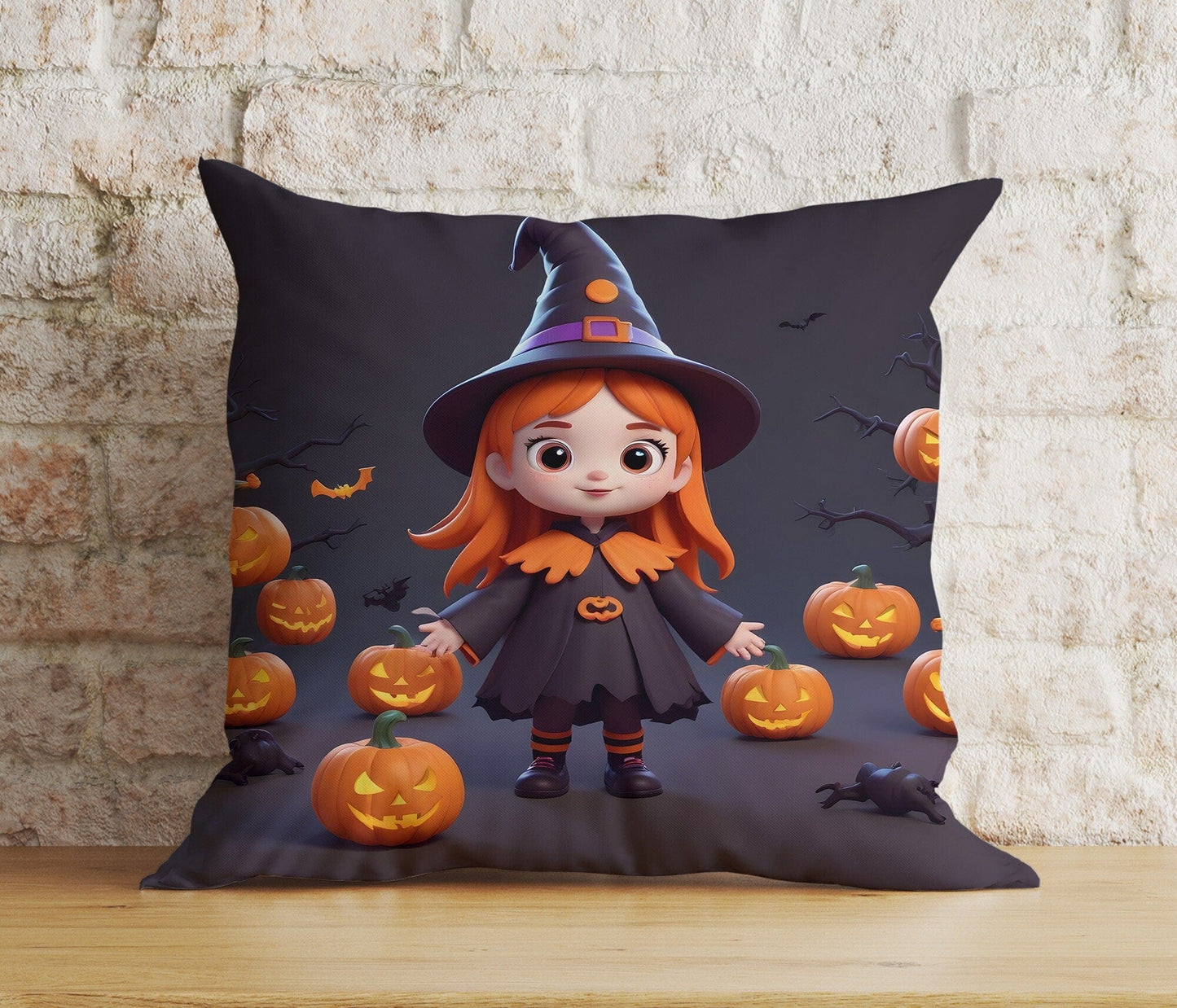 Onay 3 / 12 x 12 inch (30 x 30 cm) Double Side Purple Halloween Carved Pumpkin Trick or Treat Cushion Cover
