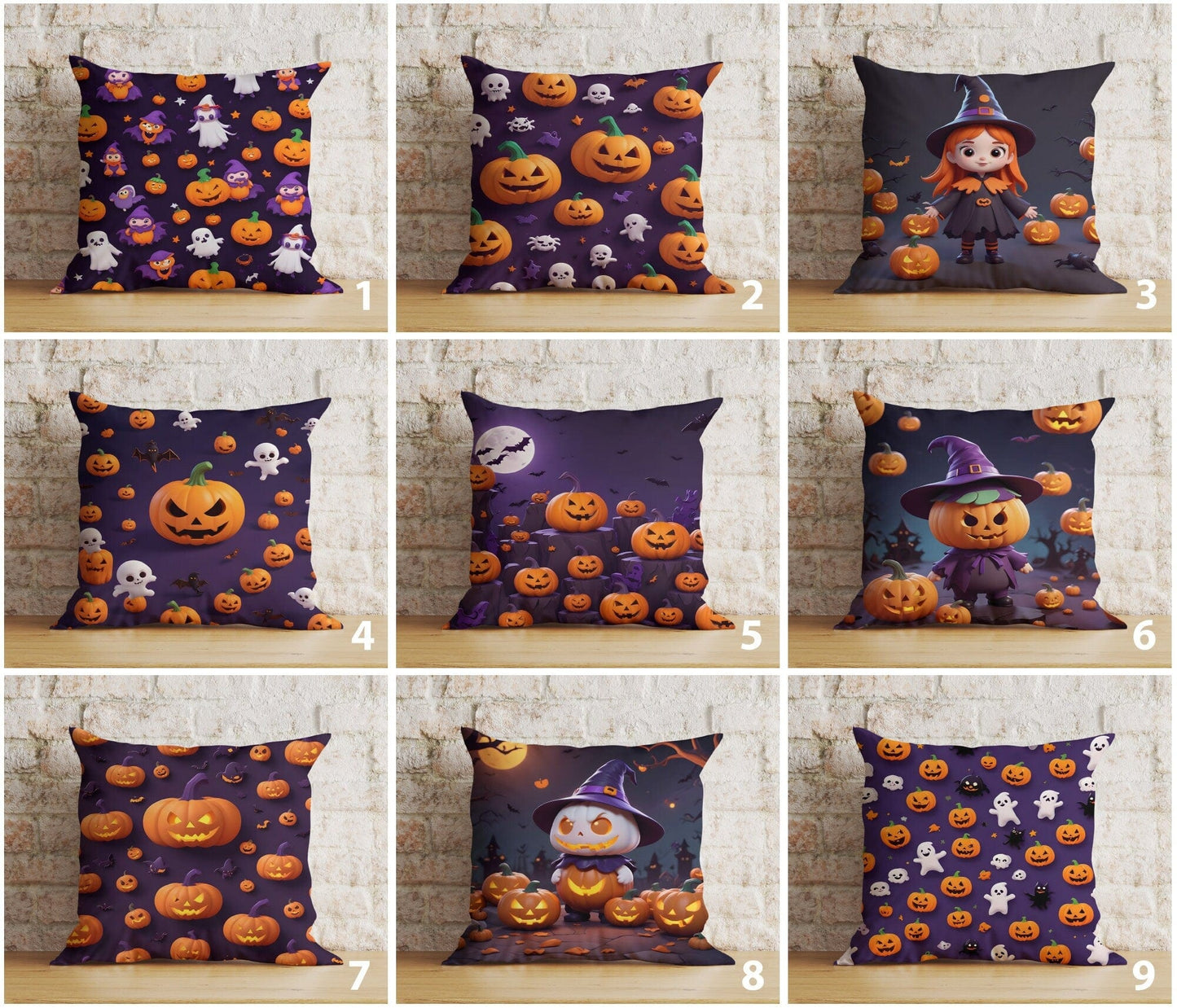 Onay Purple Halloween Carved Pumpkin Trick or Treat Cushion Cover