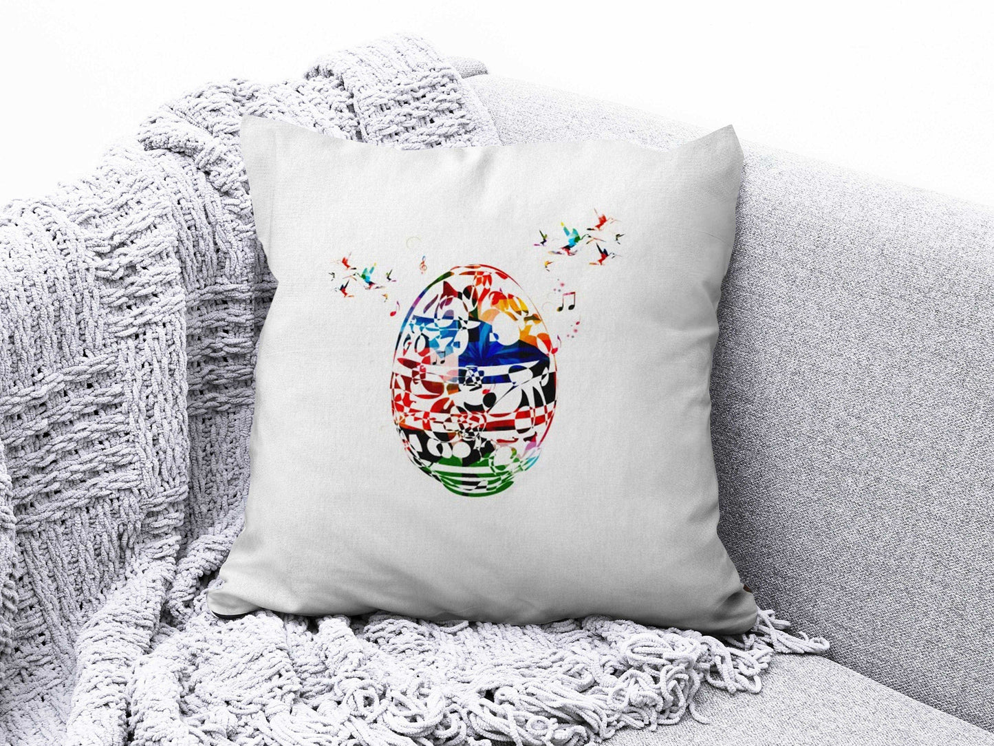 Onay 4 / 12 x 12 inch (30 x 30 cm) Rainbow Multi Color Mushroom Deer and Egg Cushion Cover