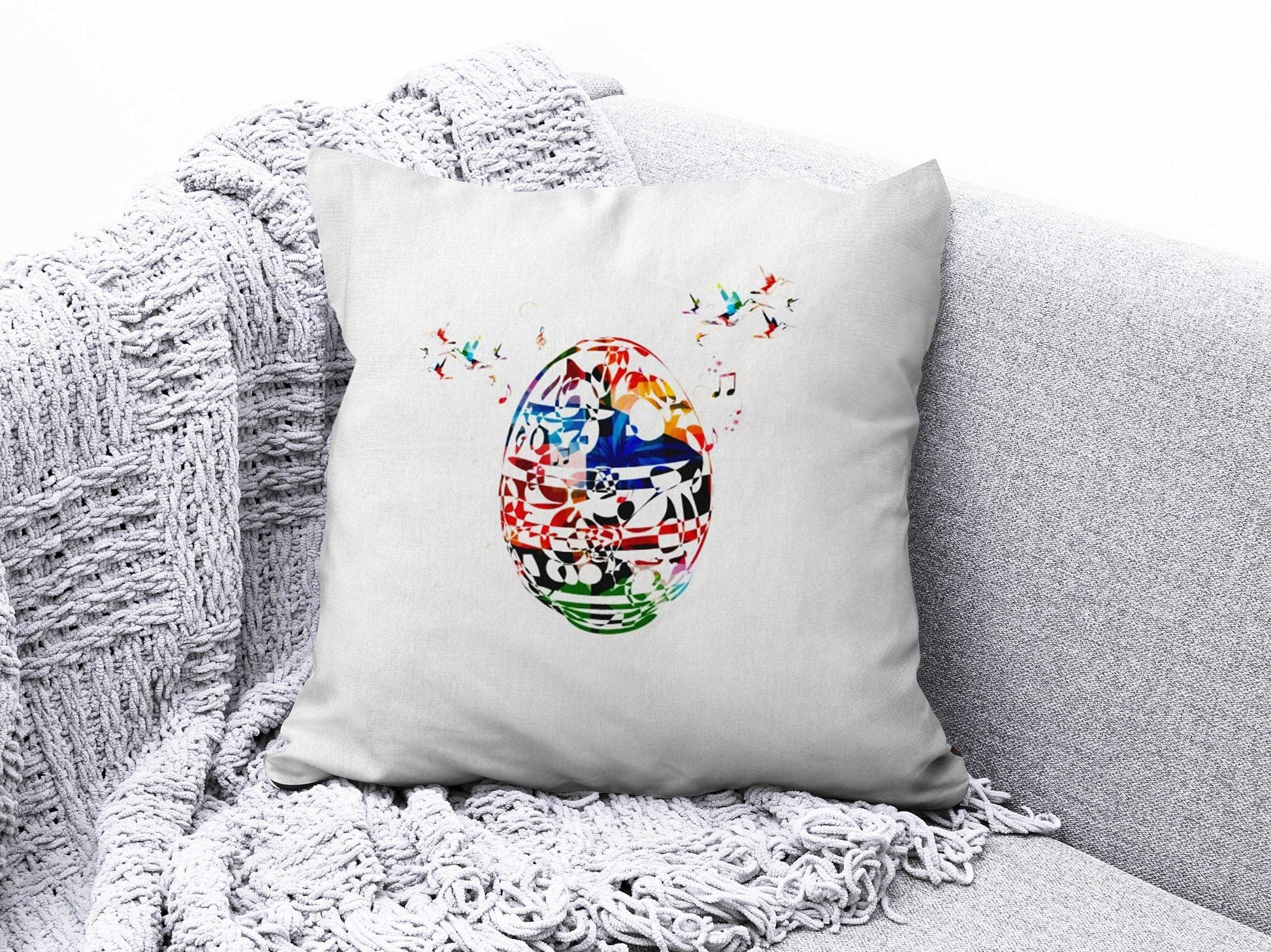 Onay 4 / 12 x 12 inch (30 x 30 cm) Rainbow Multi Color Mushroom Deer and Egg Cushion Cover