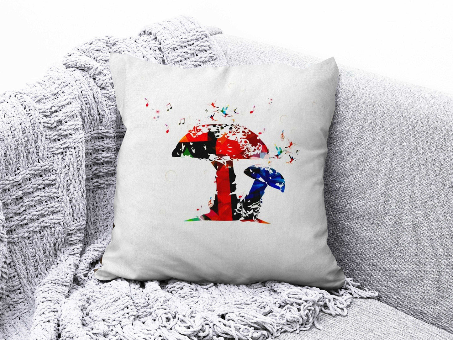 Onay 3 / 12 x 12 inch (30 x 30 cm) Rainbow Multi Color Mushroom Deer and Egg Cushion Cover
