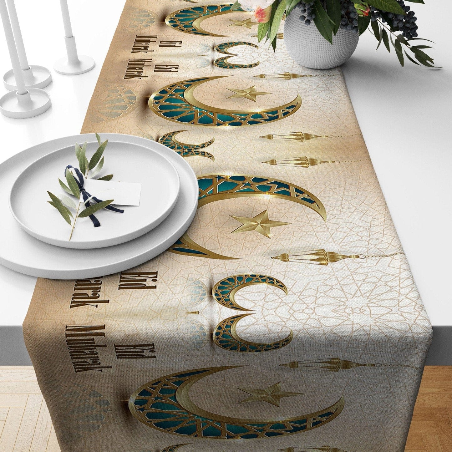 Onay Home Textile table runner 4 / 12 x 46 inch (30 x 120 cm) Ramadan Islamic Decor Religious Table Runner Ramadan Gift
