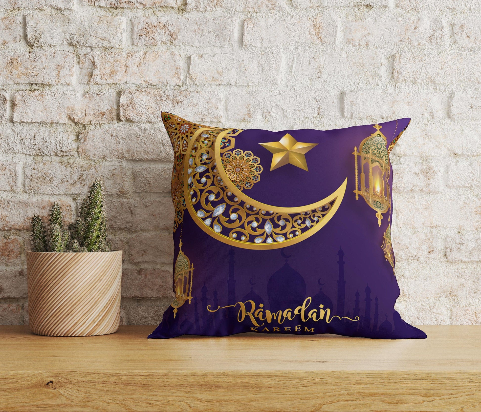 Onay Home Textile Cushion Covers 5 / 12 x 12 inch (30 x 30 cm) Double Side Ramadan Kareem Cushions Cover Islamic Pillow Covers UK