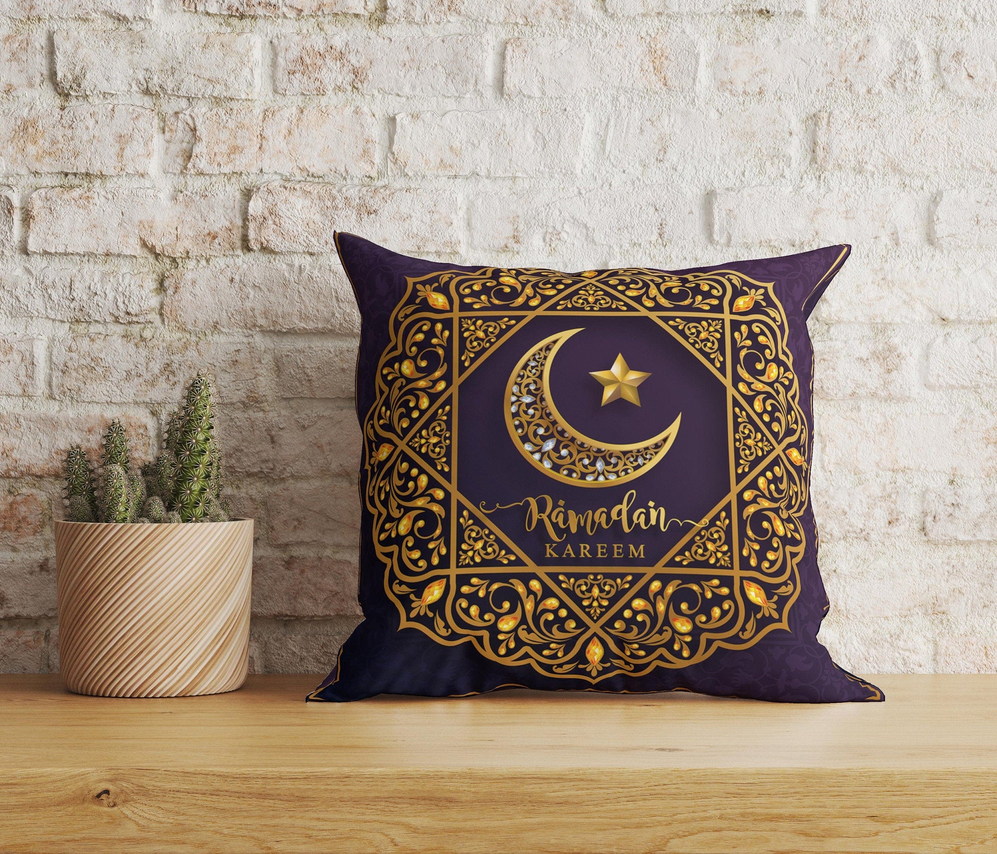 Onay Home Textile Cushion Covers 4 / 12 x 12 inch (30 x 30 cm) Double Side Ramadan Kareem Cushions Cover Islamic Pillow Covers UK