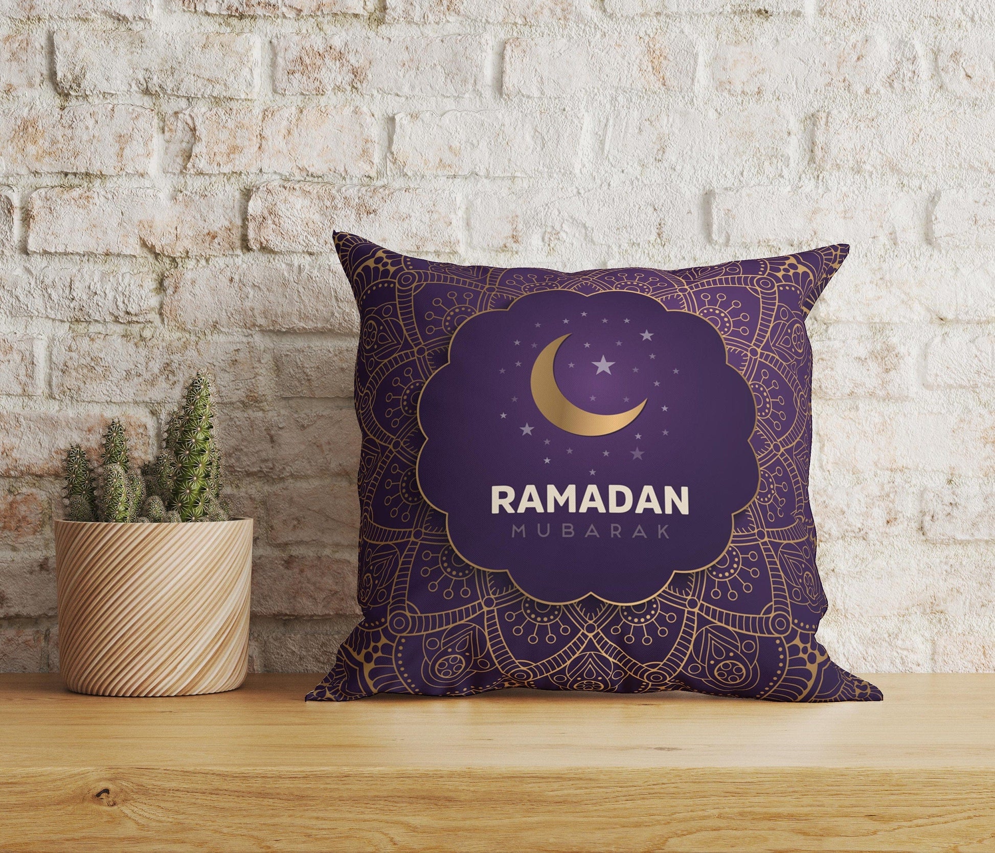 Onay Home Textile Cushion Covers 3 / 12 x 12 inch (30 x 30 cm) Double Side Ramadan Kareem Cushions Cover Islamic Pillow Covers UK