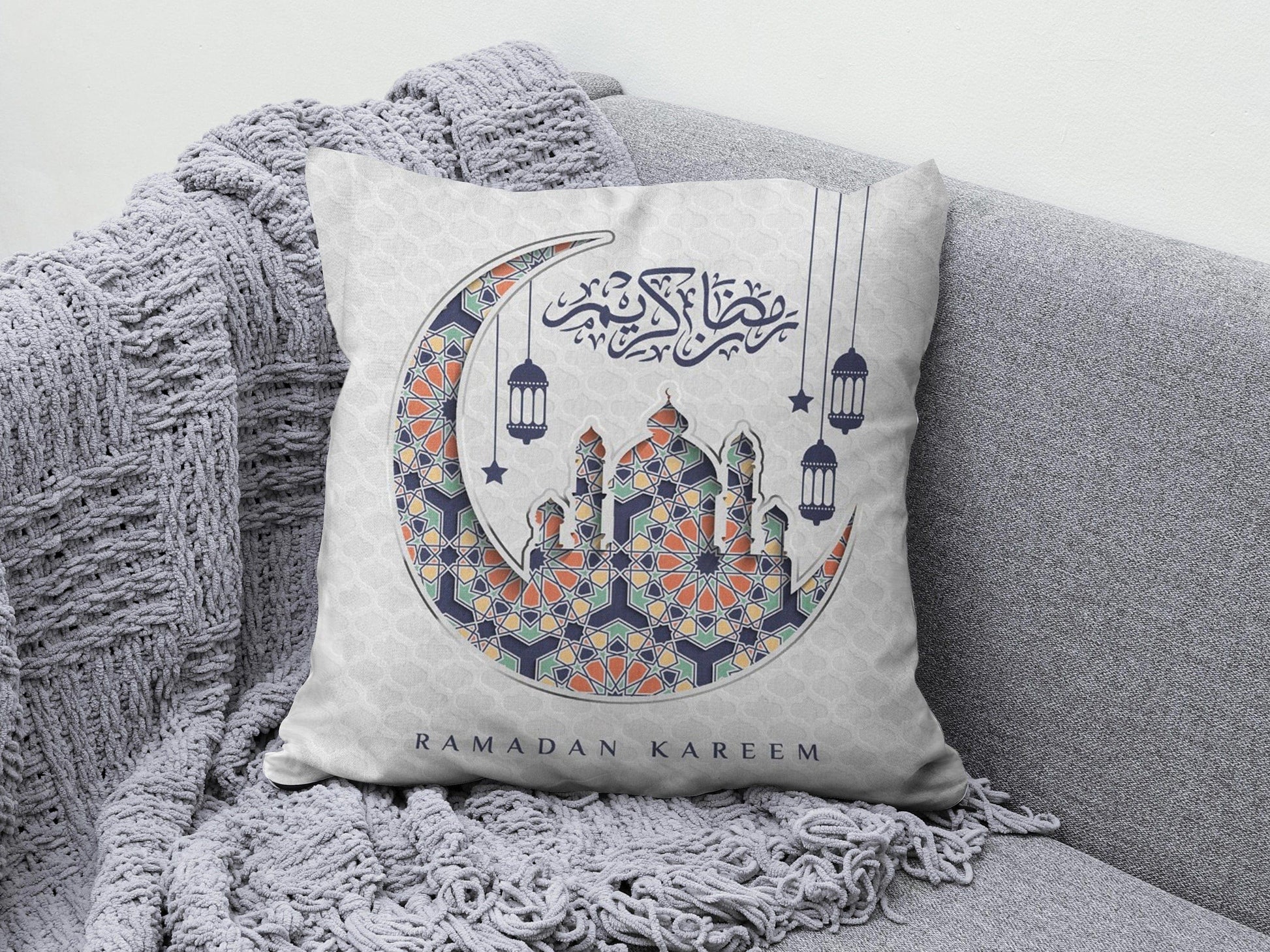 Onay 7 / 12 x 12 inch (30 x 30 cm) Ramadan Kareem Eid Mubarak Muslim Cushion Cover