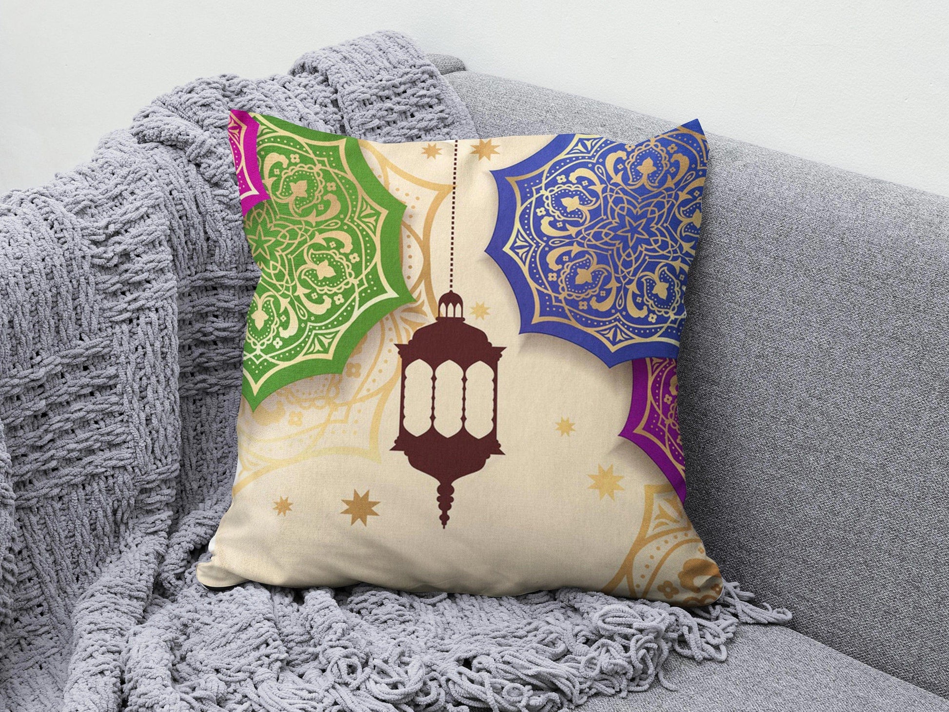Onay 5 / 12 x 12 inch (30 x 30 cm) Ramadan Kareem Eid Mubarak Muslim Cushion Cover