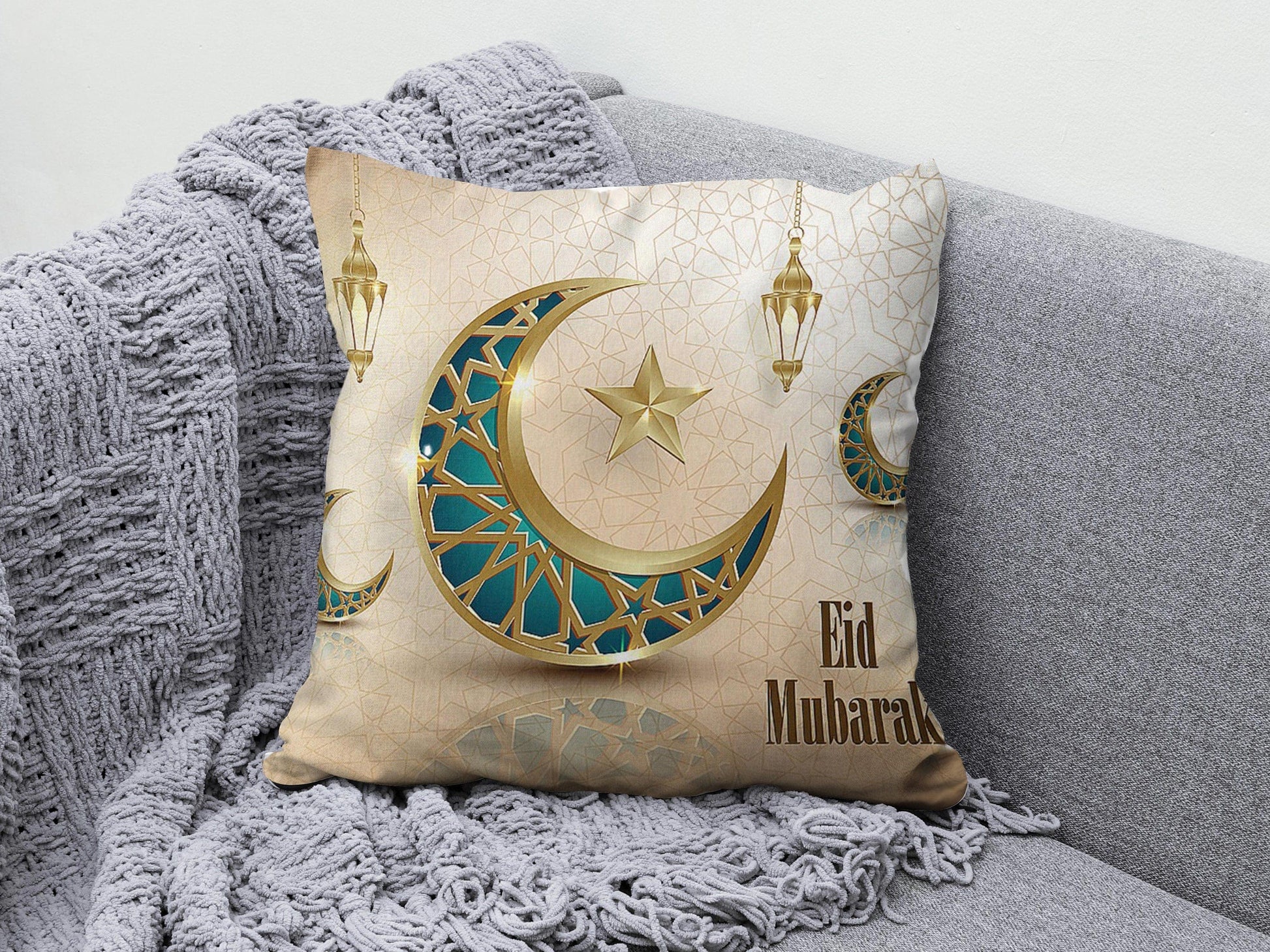 Onay 4 / 12 x 12 inch (30 x 30 cm) Ramadan Kareem Eid Mubarak Muslim Cushion Cover