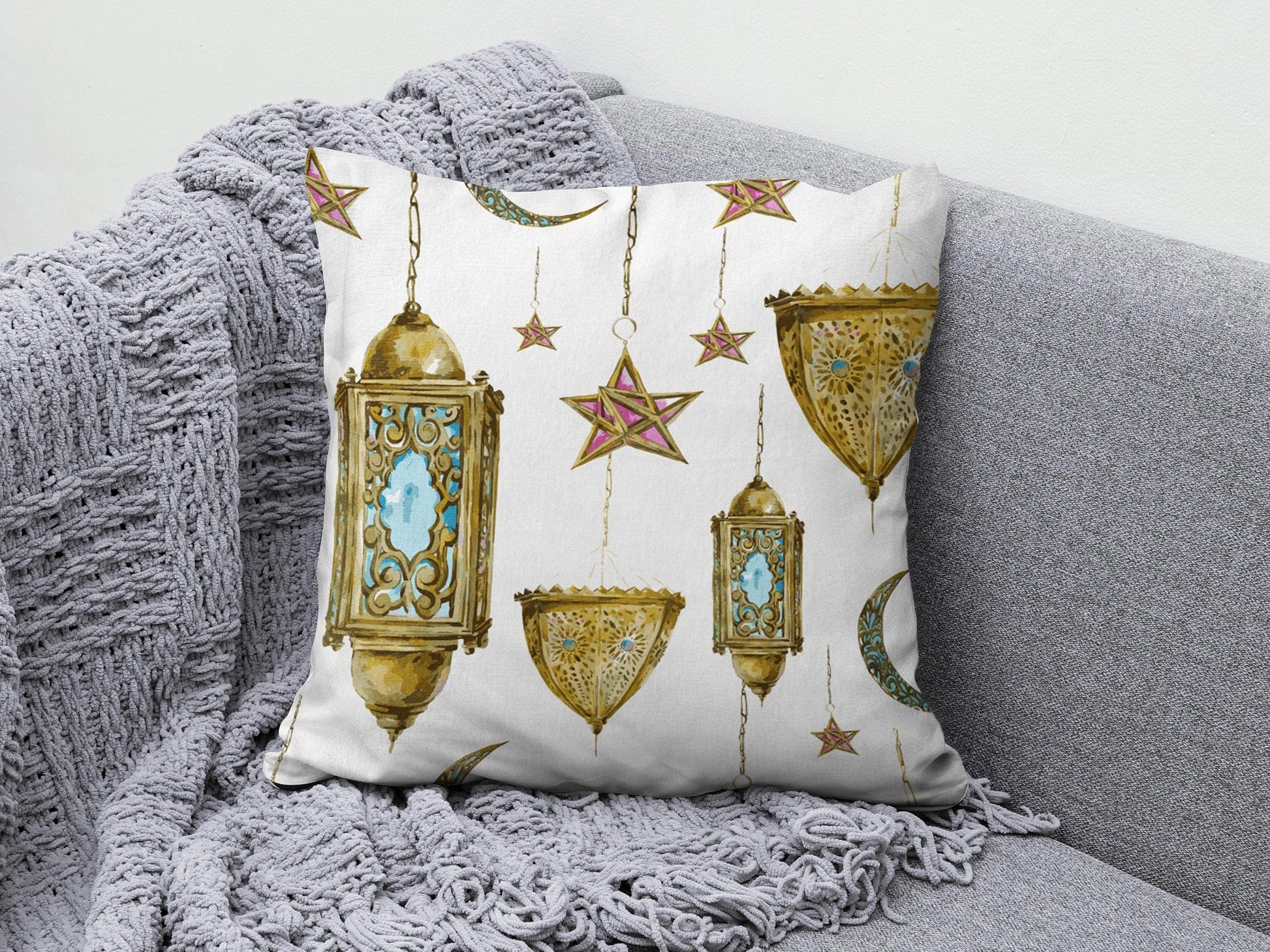 Onay 3 / 12 x 12 inch (30 x 30 cm) Ramadan Kareem Eid Mubarak Muslim Cushion Cover