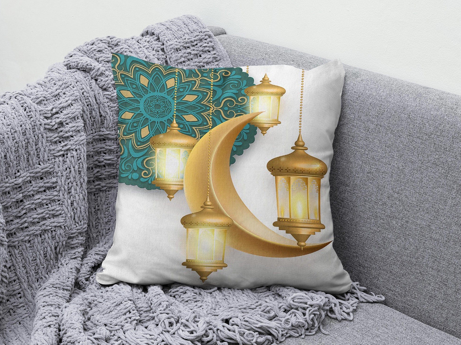 Onay 1 / 12 x 12 inch (30 x 30 cm) Ramadan Kareem Eid Mubarak Muslim Cushion Cover
