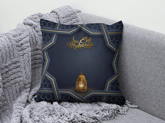 Onay 1 / 12 x 12 inch (30 x 30 cm) Ramadan Mubarak Muslim Dark Blue Gift Cushion Cover