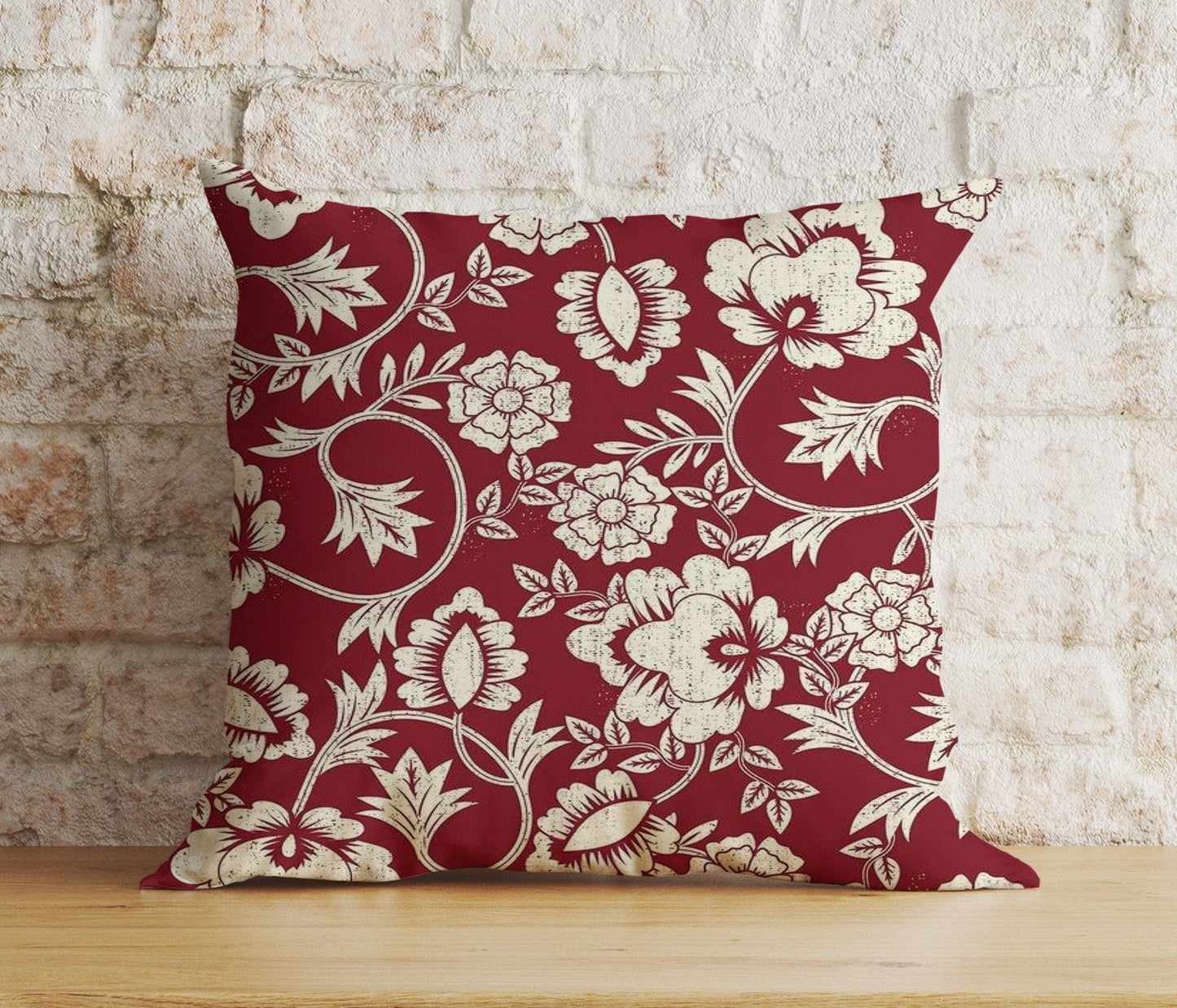 Onay Home Textile Cushion Covers 4 / 12 x 12 inch (30 x 30 cm) Double Side Raspberry & Beige Shabby Chic Cushion Cover Square Pillowcase