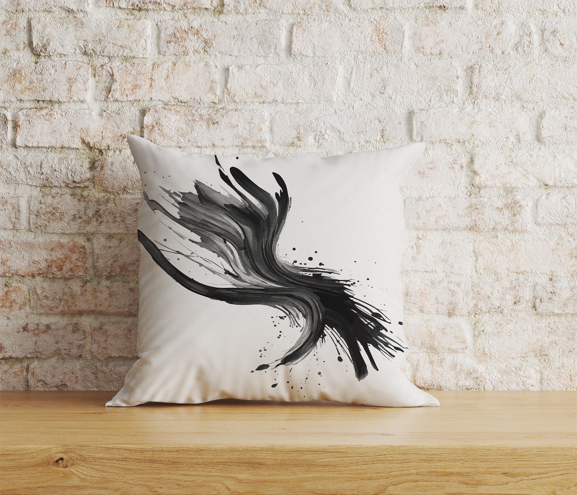 Onay Home Textile Cushion Covers 9 / 12 x 12 inch (30 x 30 cm) Double Side Realistic Black Watercolor Brush Stroke Cushion Covers
