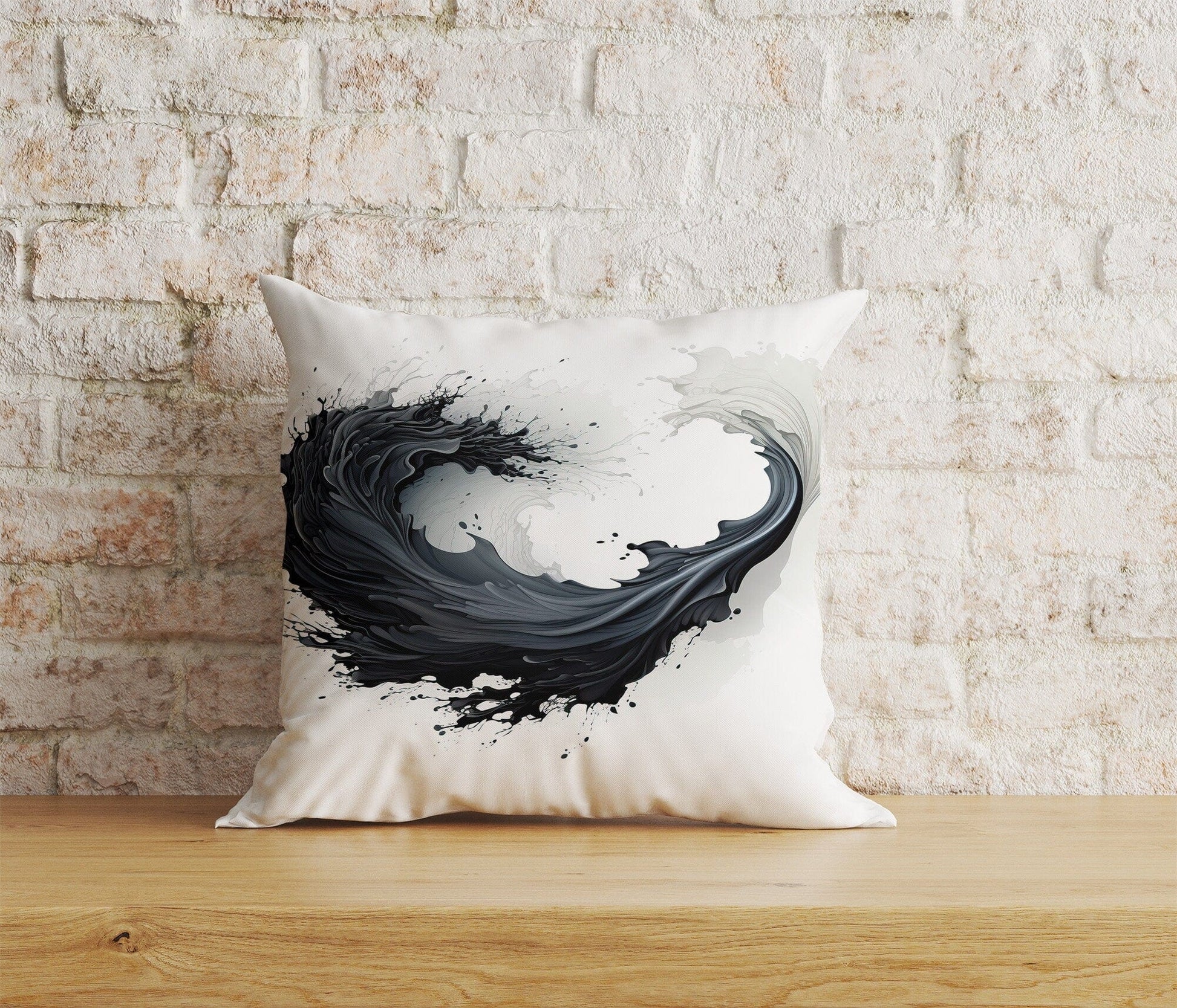 Onay Home Textile Cushion Covers 5 / 12 x 12 inch (30 x 30 cm) Double Side Realistic Black Watercolor Brush Stroke Cushion Covers