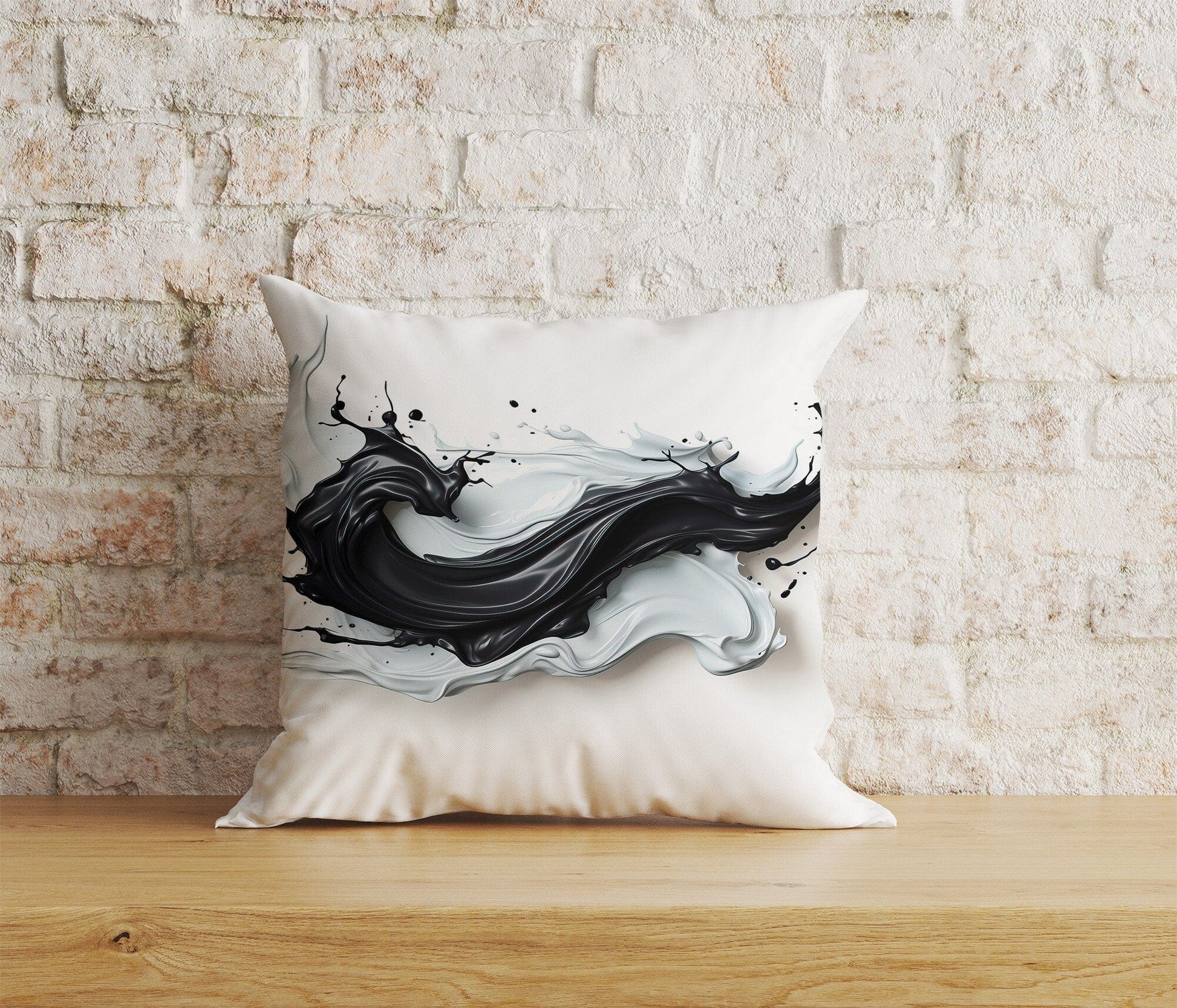 Onay Home Textile Cushion Covers 4 / 12 x 12 inch (30 x 30 cm) Double Side Realistic Black Watercolor Brush Stroke Cushion Covers