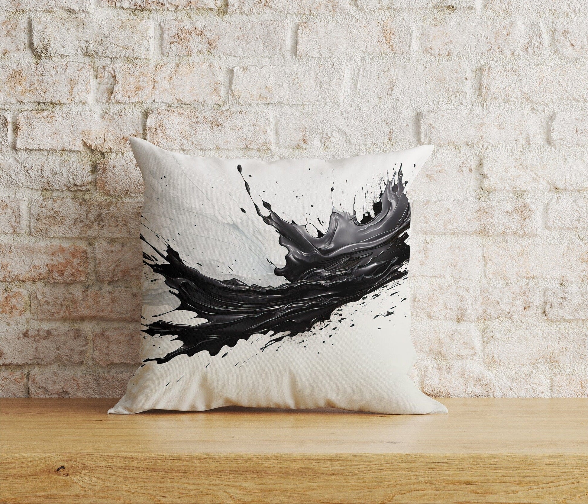 Onay Home Textile Cushion Covers 3 / 12 x 12 inch (30 x 30 cm) Double Side Realistic Black Watercolor Brush Stroke Cushion Covers