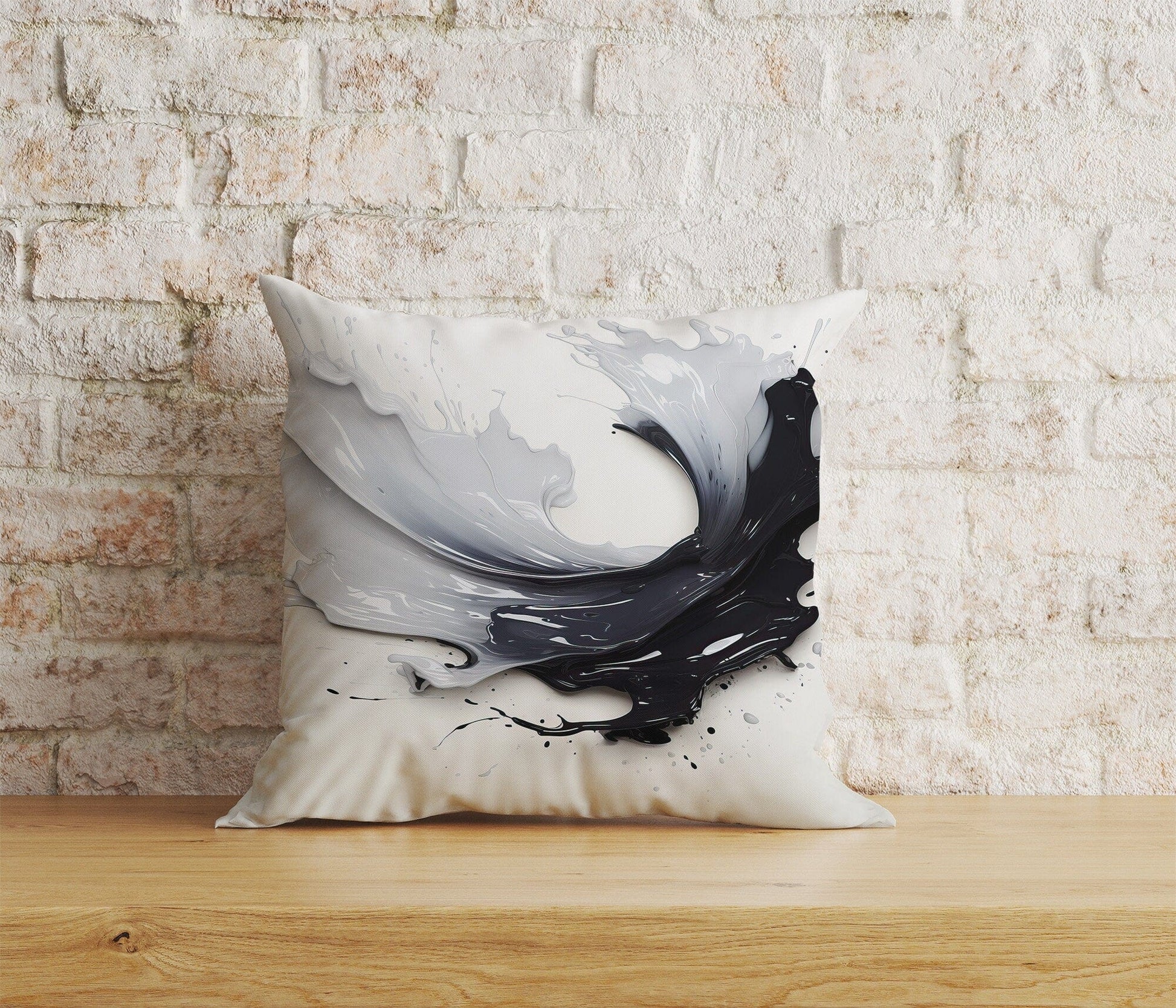 Onay Home Textile Cushion Covers 2 / 12 x 12 inch (30 x 30 cm) Double Side Realistic Black Watercolor Brush Stroke Cushion Covers