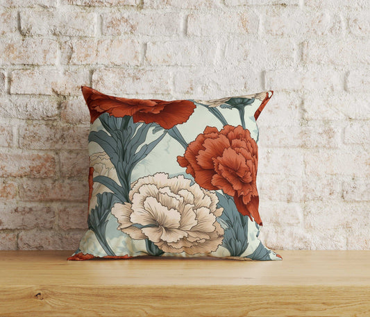Onay Home Textile Cushion Covers 1 / 12 x 12 inch (30 x 30 cm) Double Side Red and White Clove Cushion Covers UK Floral Pillow Cover