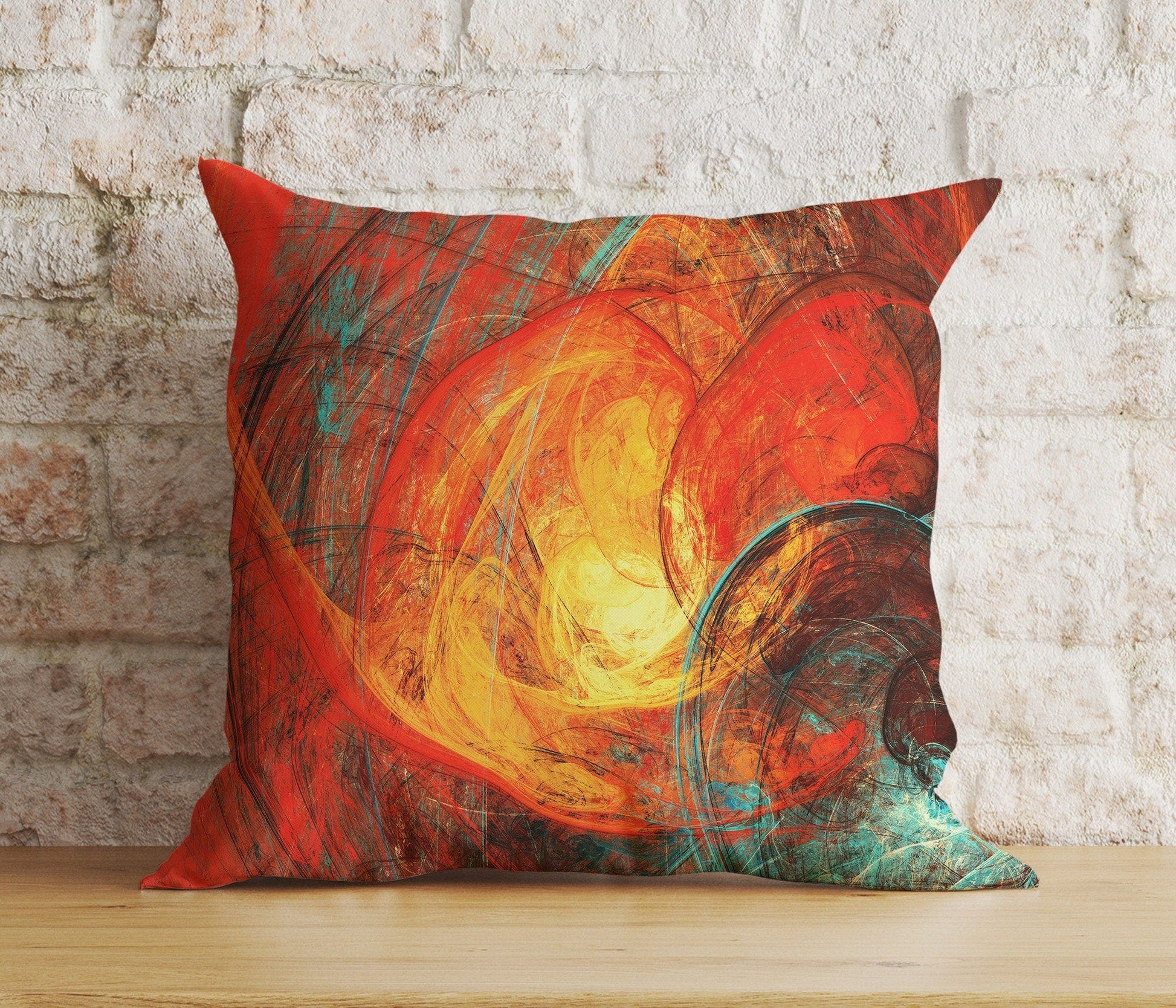 Onay 8 / 12 x 12 inch (30 x 30 cm) Double Side Red&Burgundy Modern Cherry Abstract Floral Cushion Cover