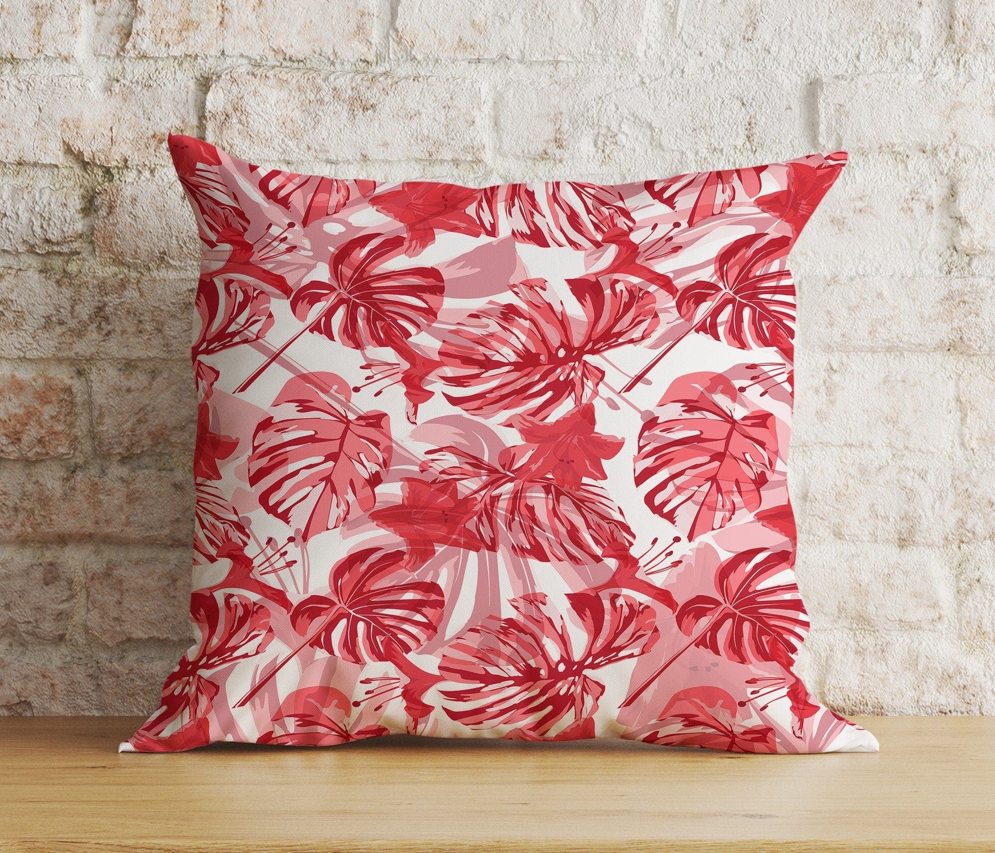 Onay 4 / 12 x 12 inch (30 x 30 cm) Double Side Red&Burgundy Modern Cherry Abstract Floral Cushion Cover