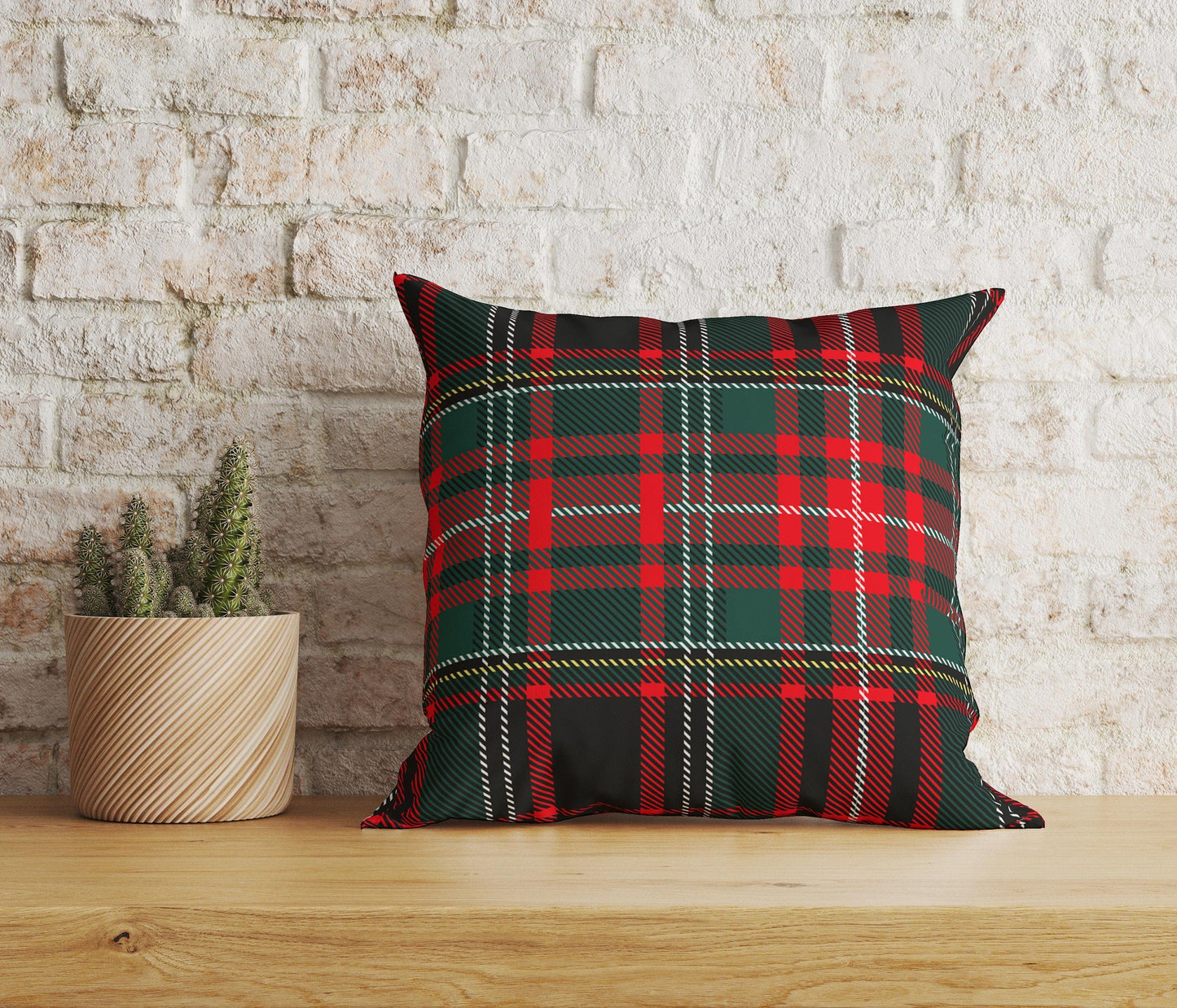 Onay Home Textile Cushion Covers 6 / 12 x 12 inch (30 x 30 cm) Double Side Red Checkered Plaid Cushion Covers UK Tartan Pillow Covers