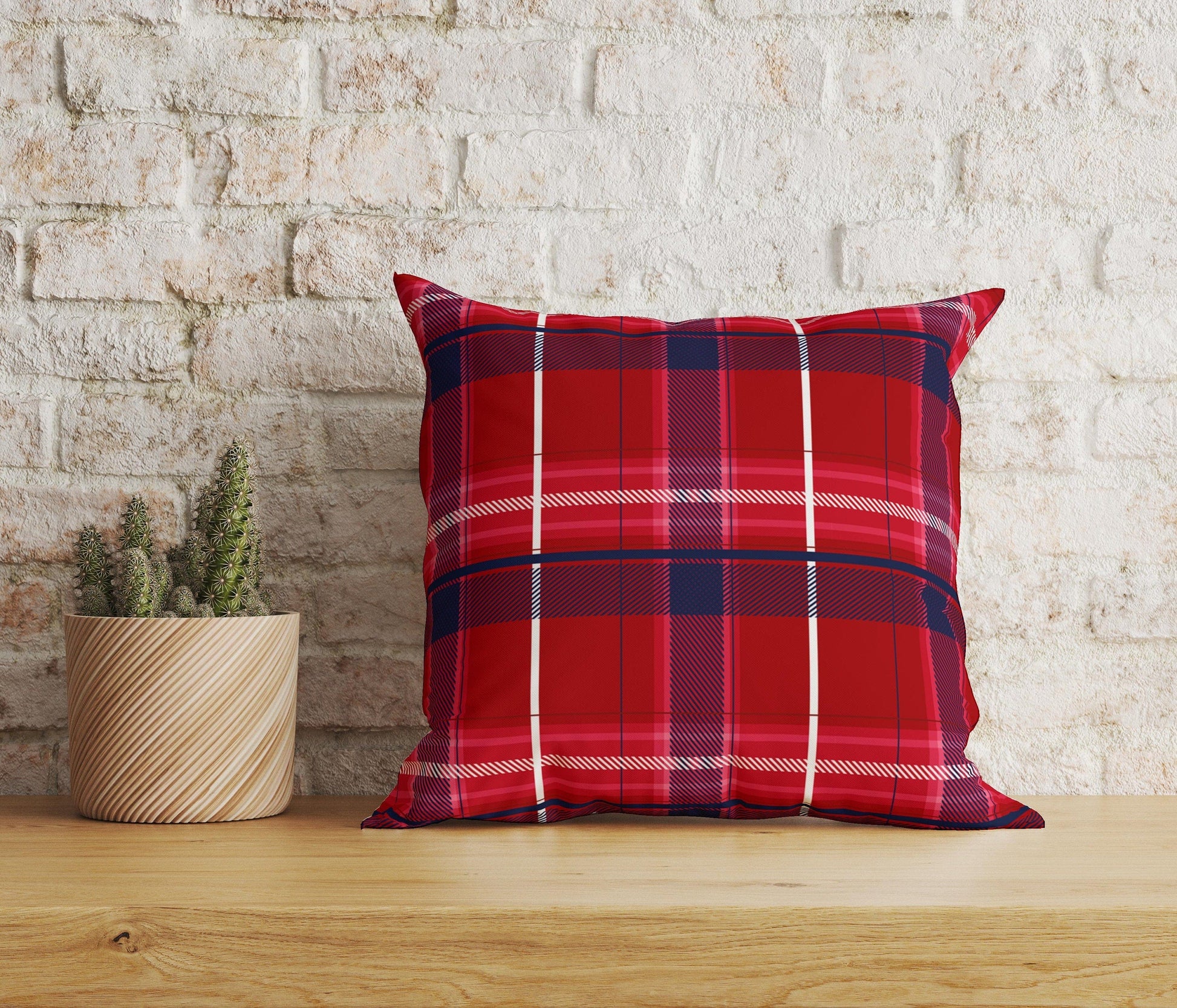 Onay Home Textile Cushion Covers 5 / 12 x 12 inch (30 x 30 cm) Double Side Red Checkered Plaid Cushion Covers UK Tartan Pillow Covers