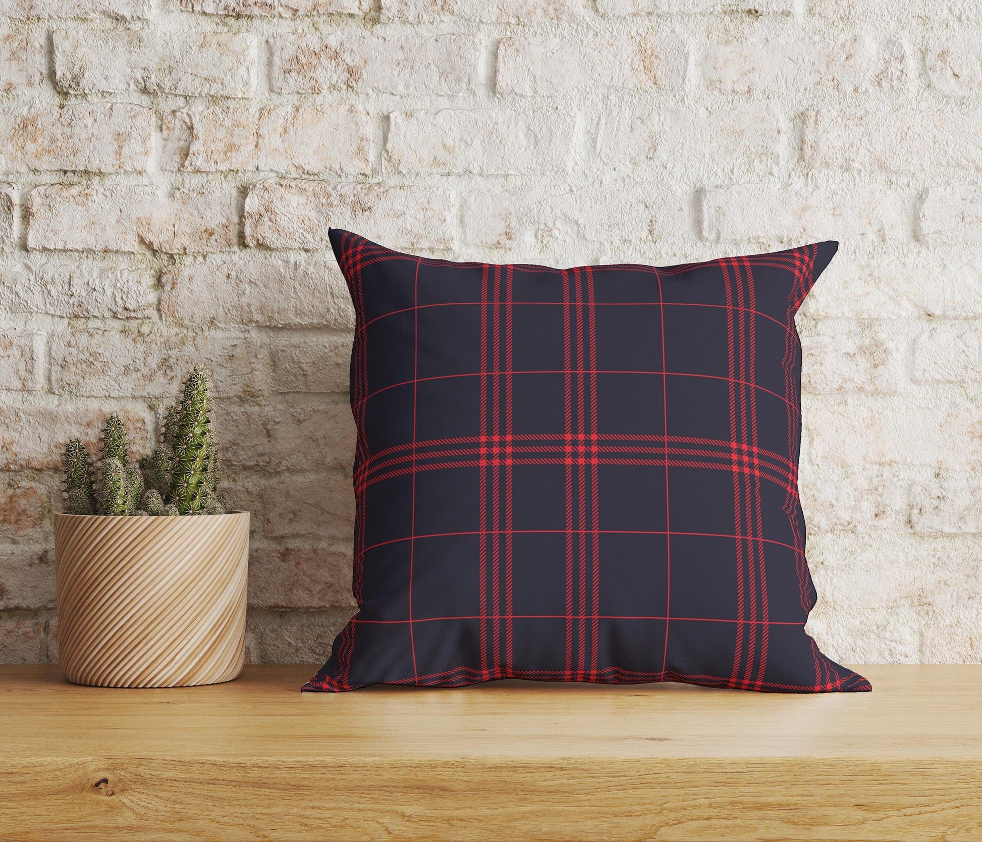 Onay Home Textile Cushion Covers 4 / 12 x 12 inch (30 x 30 cm) Double Side Red Checkered Plaid Cushion Covers UK Tartan Pillow Covers