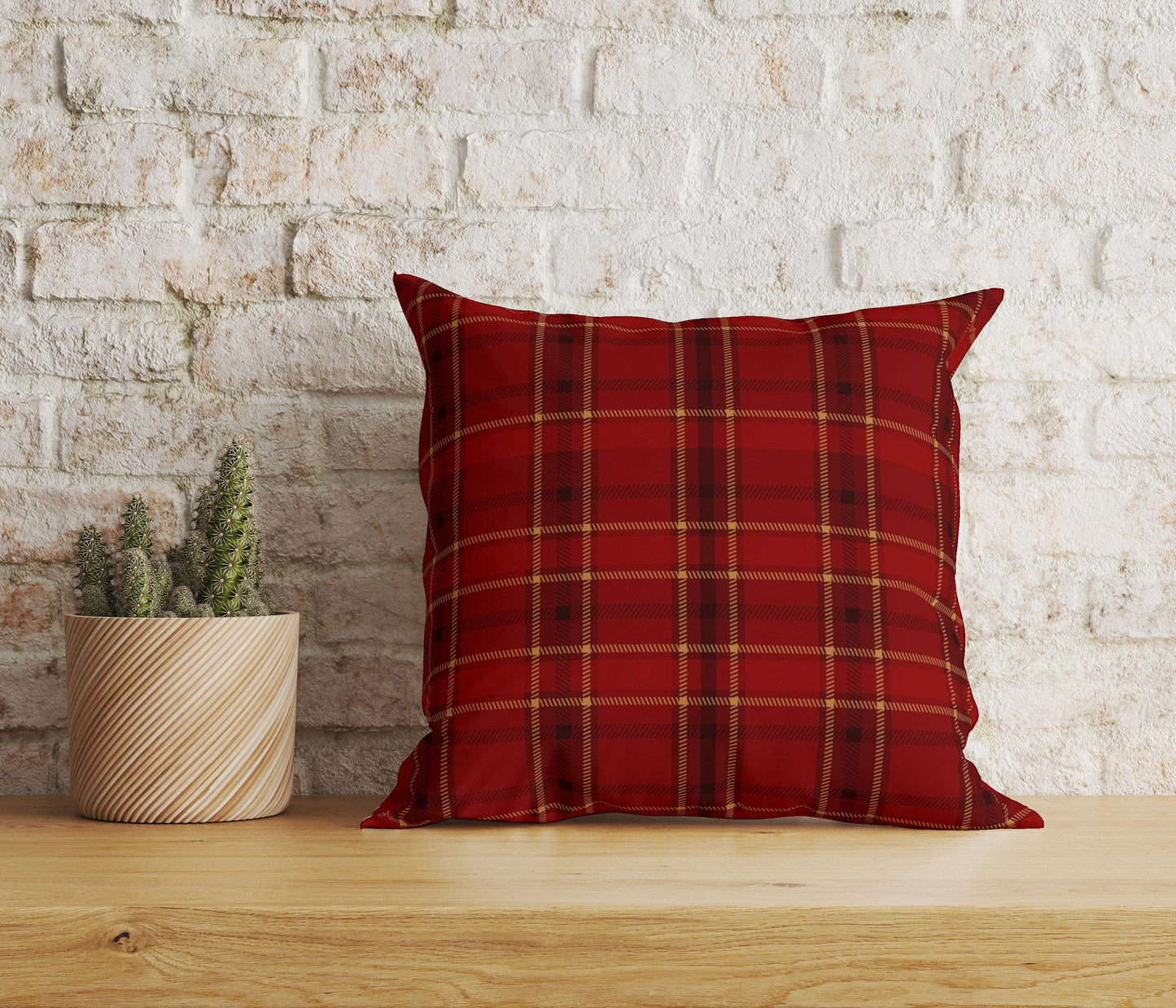 Onay Home Textile Cushion Covers 3 / 12 x 12 inch (30 x 30 cm) Double Side Red Checkered Plaid Cushion Covers UK Tartan Pillow Covers