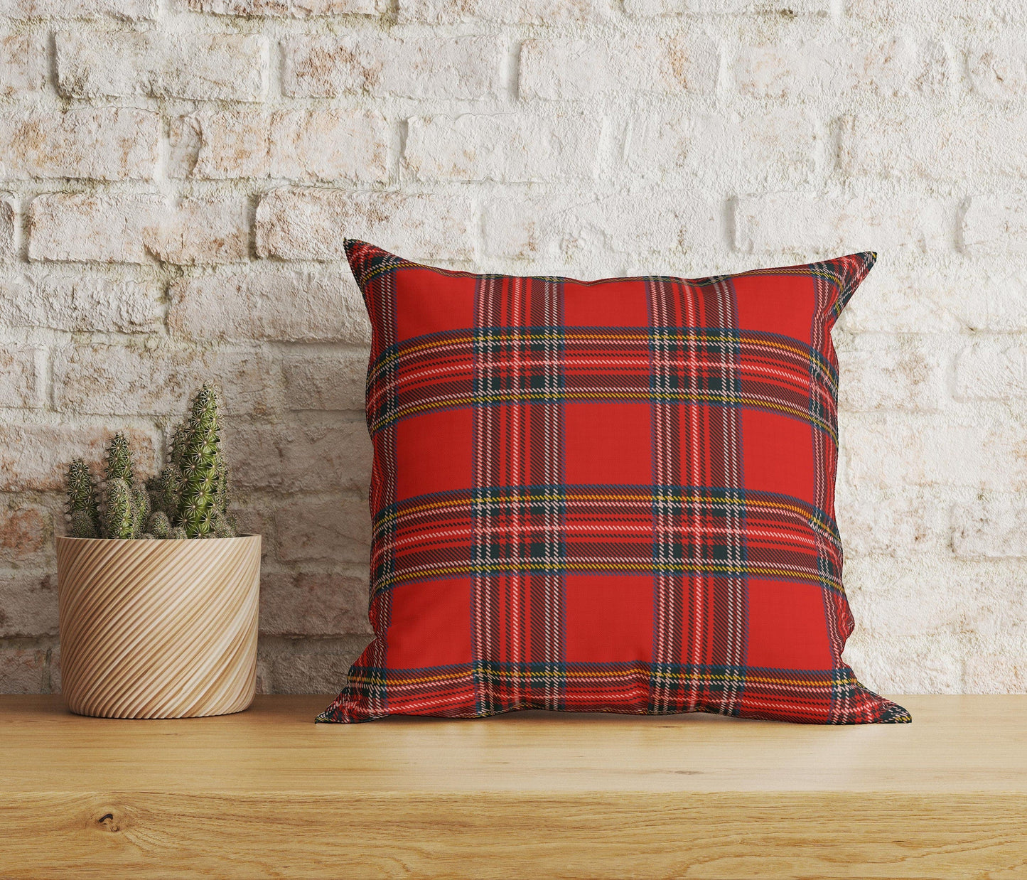 Onay Home Textile Cushion Covers 1 / 12 x 12 inch (30 x 30 cm) Double Side Red Checkered Plaid Cushion Covers UK Tartan Pillow Covers