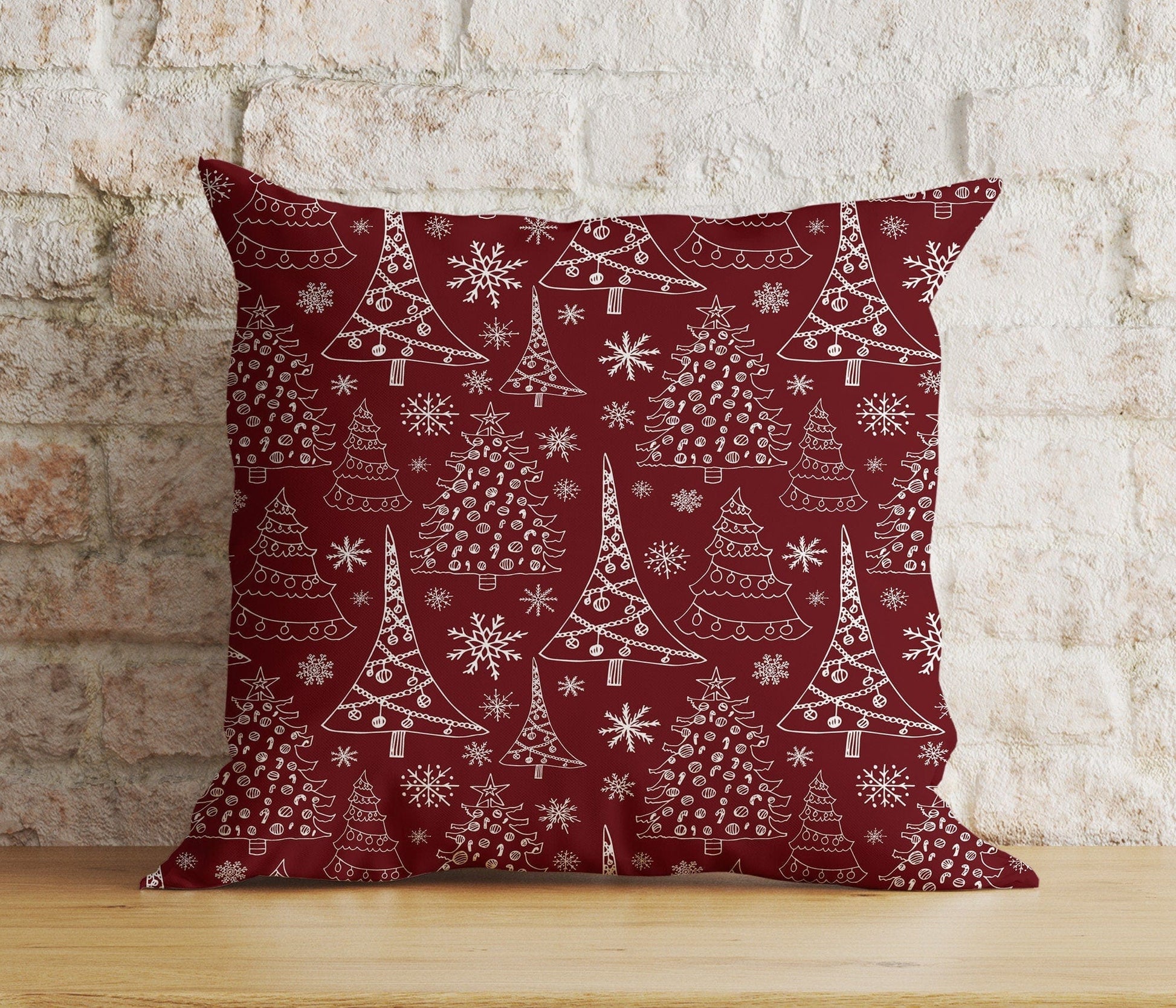 Onay 8 / 12 x 12 inch (30 x 30 cm) Double Side Red Christmas Decoration Snowflake Xmas Cushion Cover