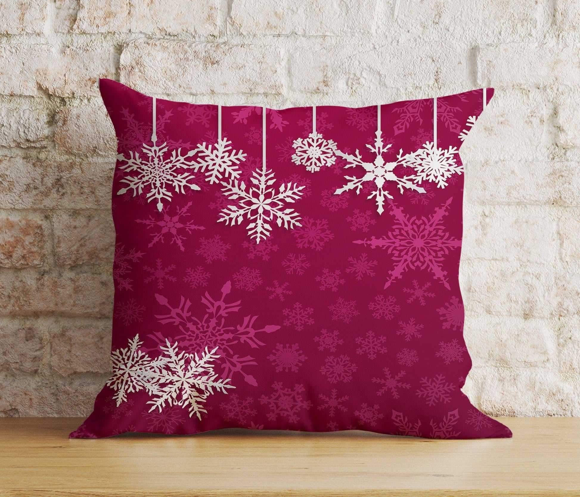 Onay 4 / 12 x 12 inch (30 x 30 cm) Double Side Red Christmas Decoration Snowflake Xmas Cushion Cover