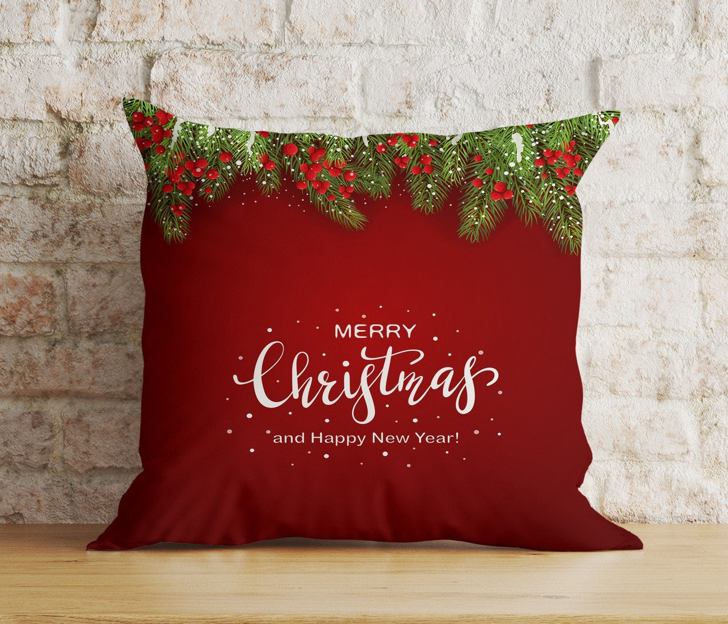 Onay 2 / 12 x 12 inch (30 x 30 cm) Double Side Red Christmas Decoration Snowflake Xmas Cushion Cover