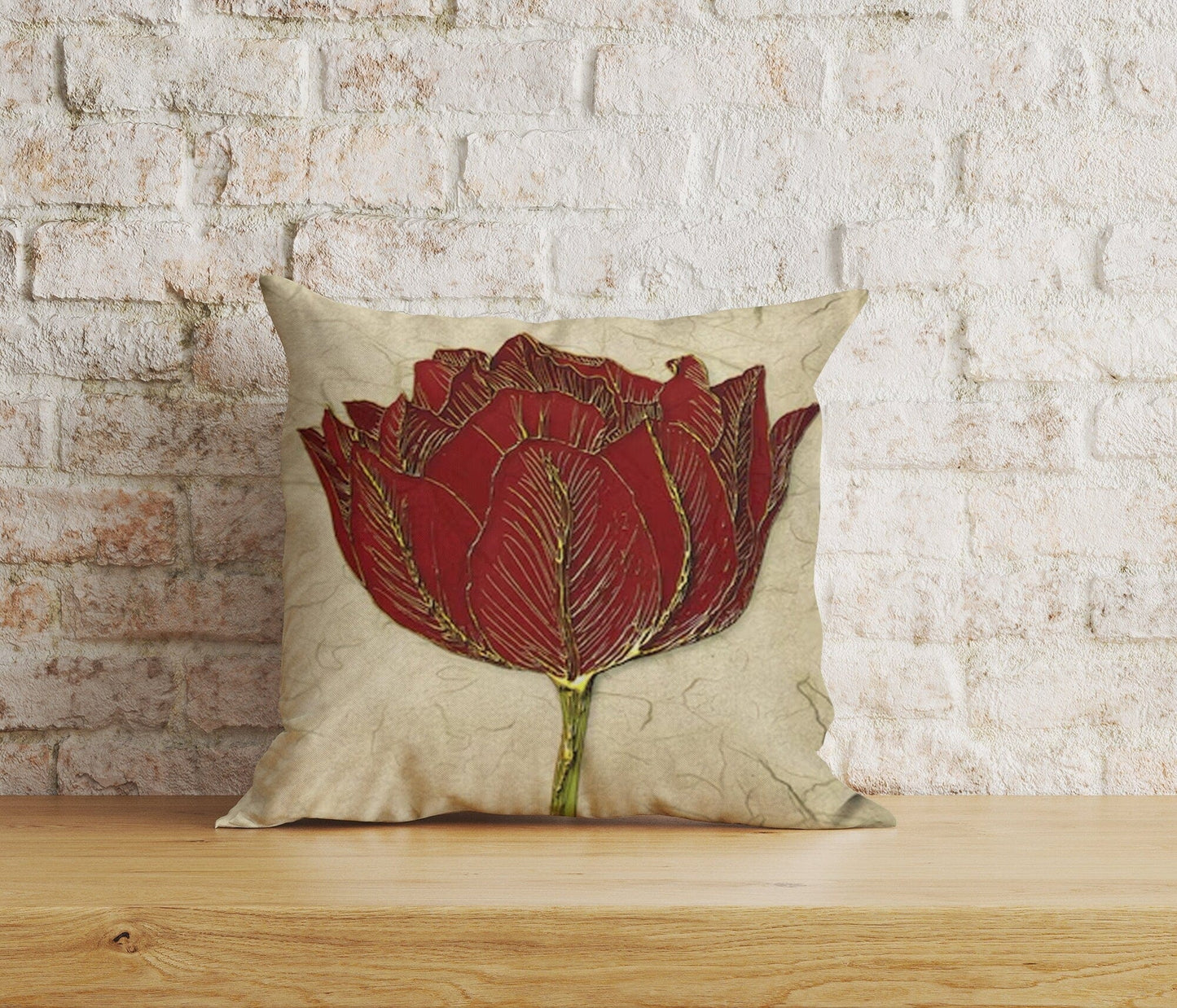 Onay Home Textile Cushion Covers 2 / 12 x 12 inch (30 x 30 cm) Double Side Red Floral Fall Trend Decorative Cushion Covers Boho Decor