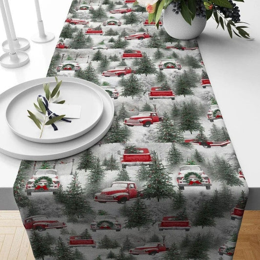 Onay 1 / 12 x 46 inch (30 x 120 cm) Red House Print Snowy Pattern Xmas Decoration Table Runner