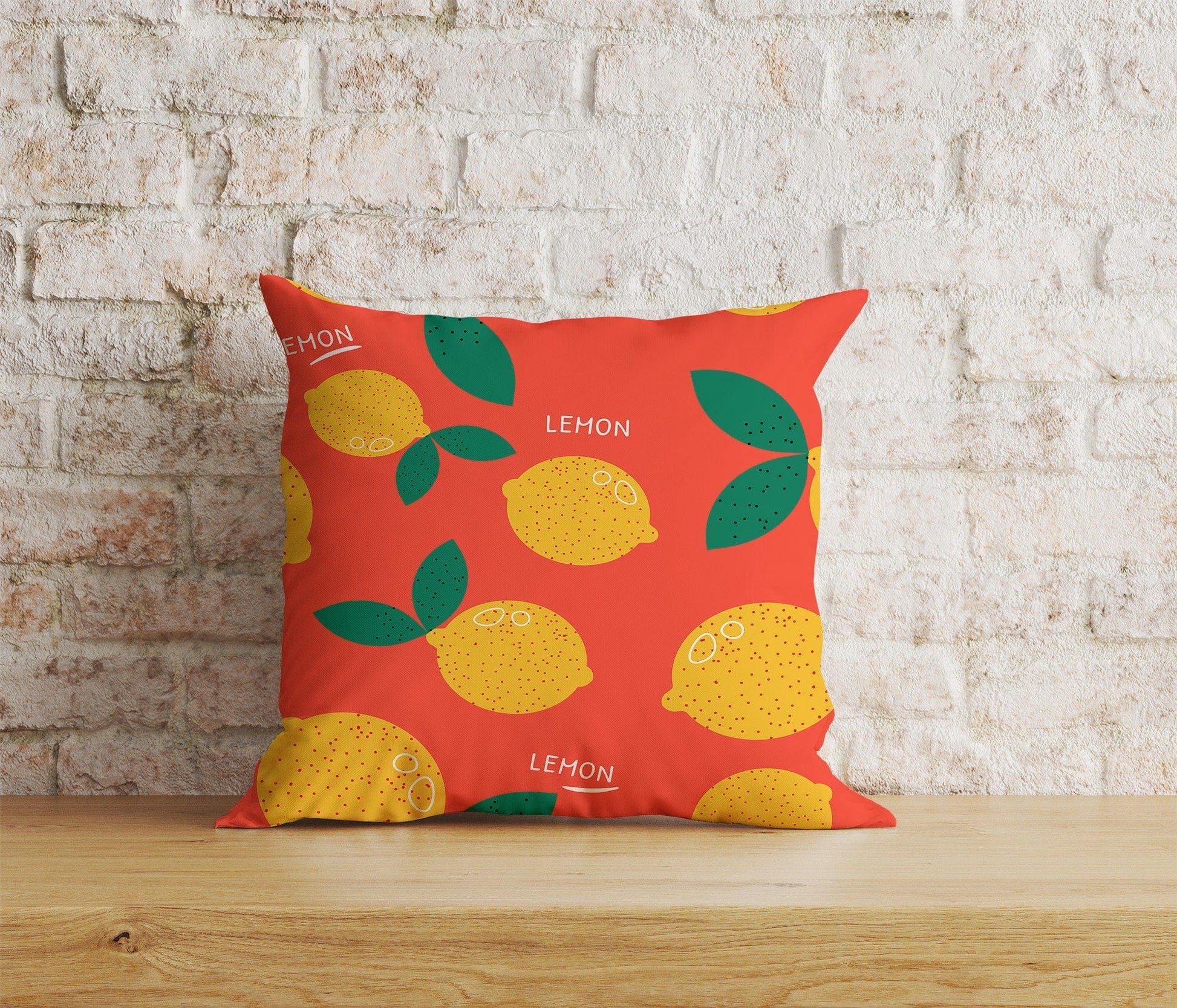 Onay Home Textile Cushion Covers 8 / 12 x 12 inch (30 x 30 cm) Double Side Red Lemon or Grapefruit Cushion Covers Kitchen Decoration