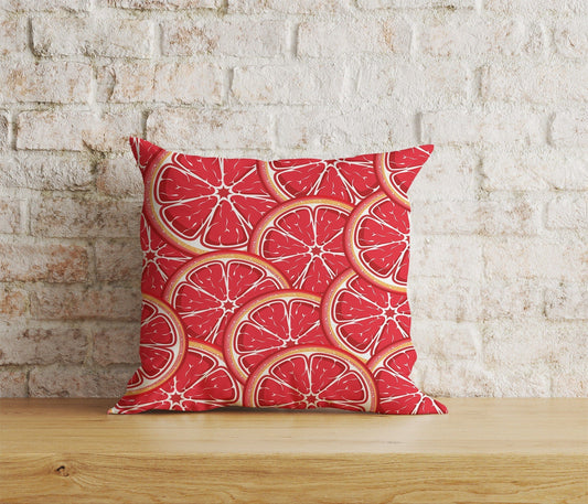Onay Home Textile Cushion Covers 1 / 12 x 12 inch (30 x 30 cm) Double Side Red Lemon or Grapefruit Cushion Covers Kitchen Decoration