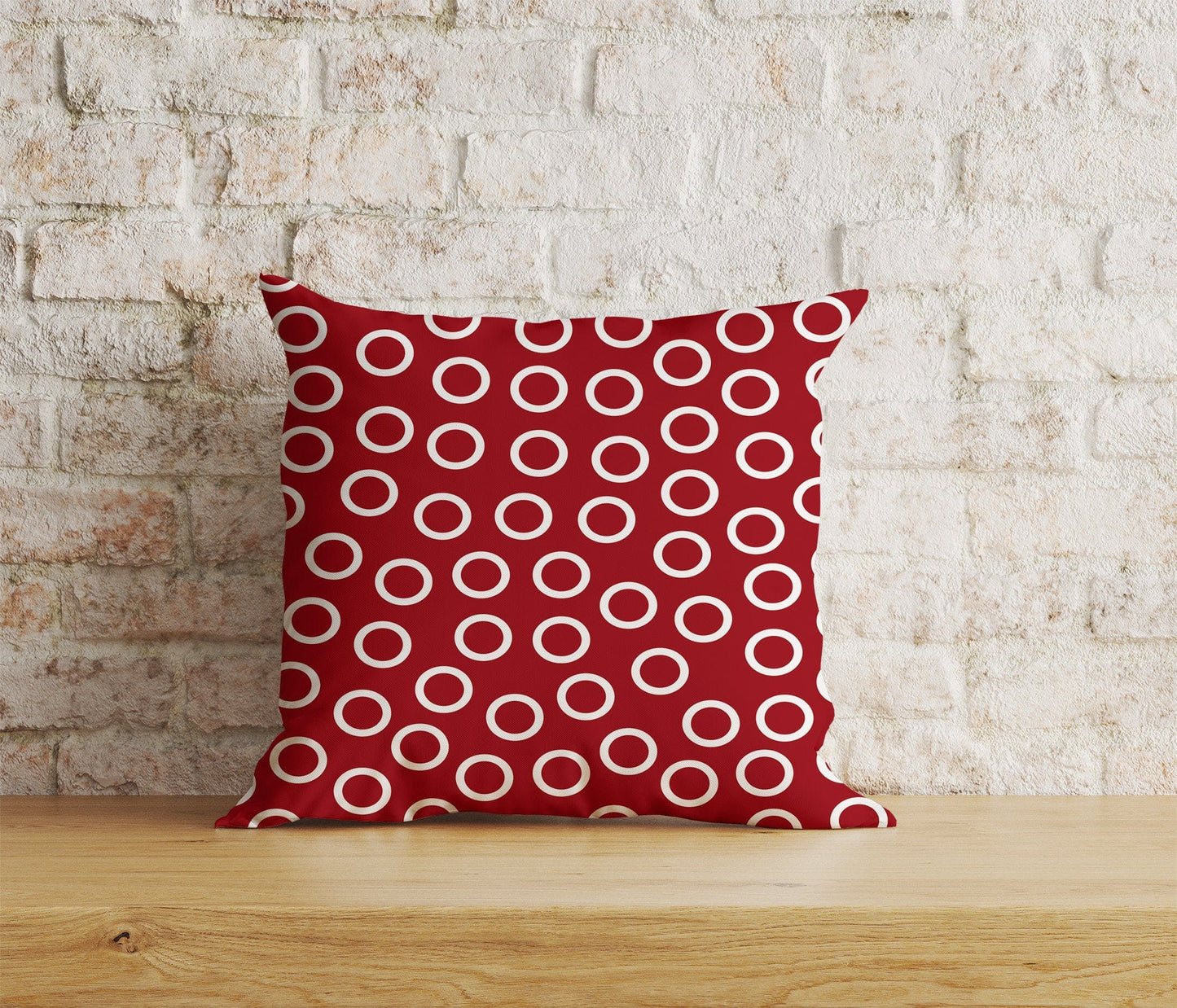 Onay Home Textile Cushion Covers 6 / 12 x 12 inch (30 x 30 cm) Double Side Red Polka Dot Geometric Pattern Home Decor Cushion Covers