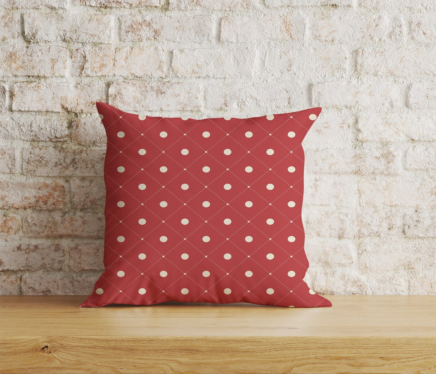 Onay Home Textile Cushion Covers 4 / 12 x 12 inch (30 x 30 cm) Double Side Red Polka Dot Geometric Pattern Home Decor Cushion Covers