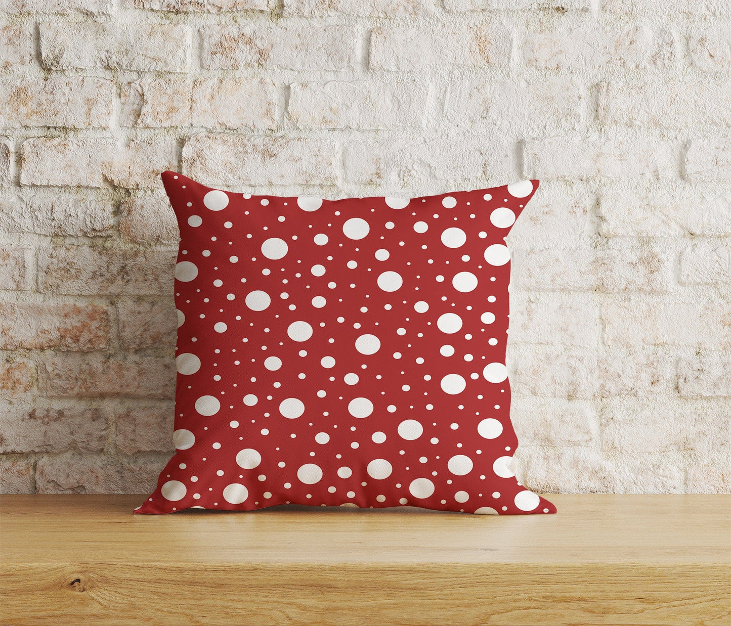 Onay Home Textile Cushion Covers 3 / 12 x 12 inch (30 x 30 cm) Double Side Red Polka Dot Geometric Pattern Home Decor Cushion Covers