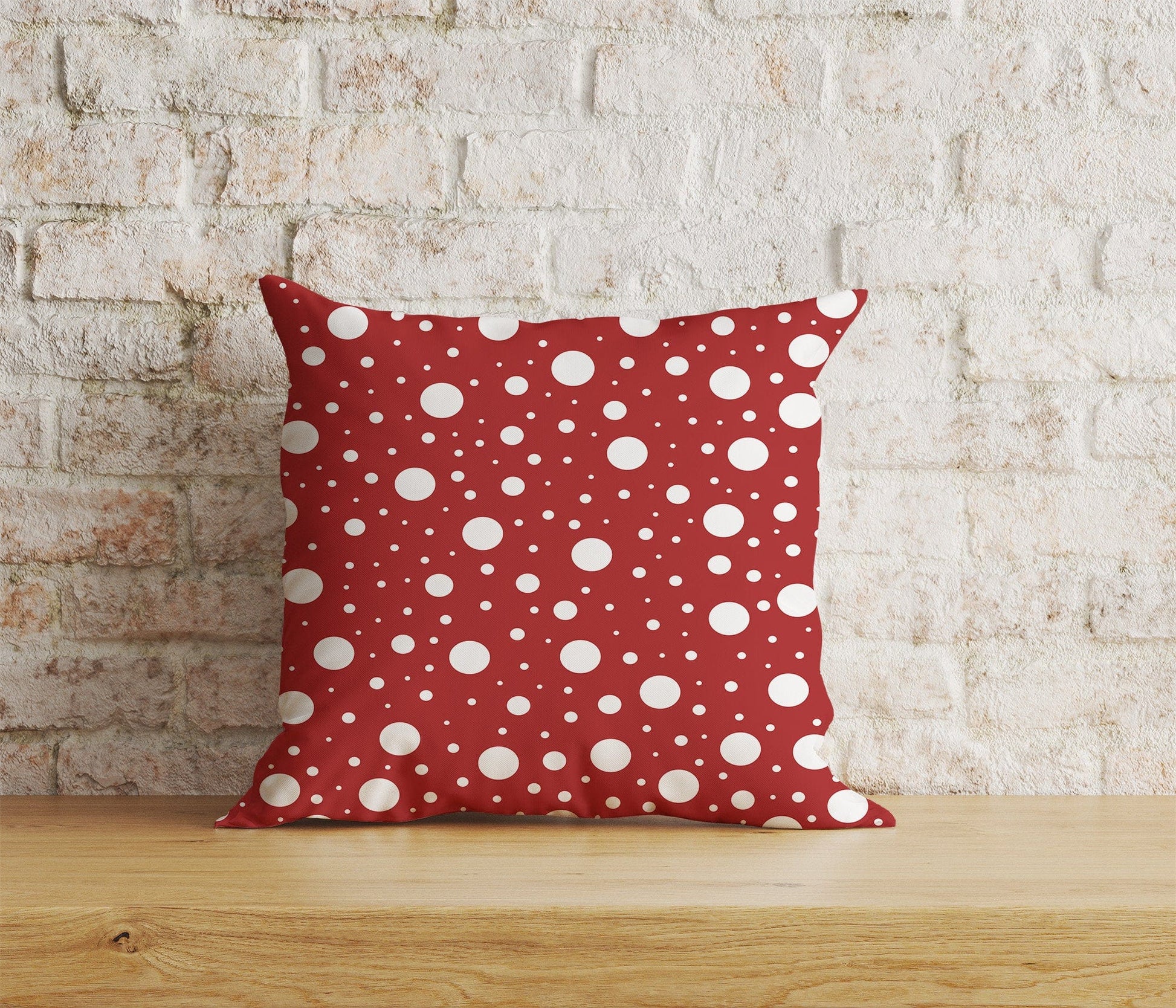 Onay Home Textile Cushion Covers 3 / 12 x 12 inch (30 x 30 cm) Double Side Red Polka Dot Geometric Pattern Home Decor Cushion Covers