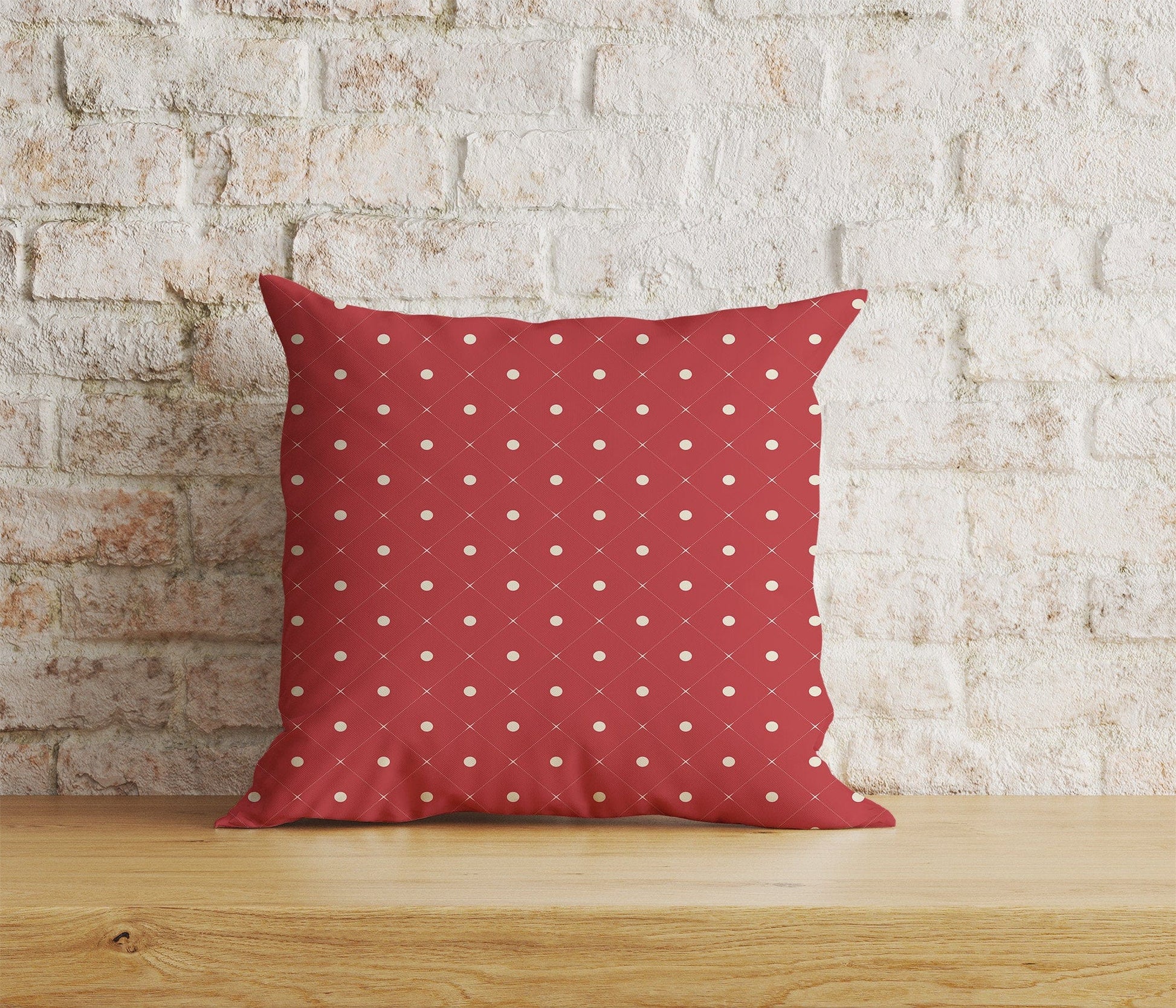 Onay Home Textile Cushion Covers 5 / 12 x 12 inch (30 x 30 cm) Double Side Red Polka Dot Geometric Pattern Home Decor Cushion Covers