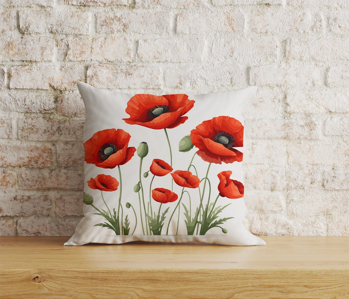 Onay Home Textile Cushion Covers 8 / 12 x 12 inch (30 x 30 cm) Double Side Red Poppy Flower Cushion Covers Poppies Pillow Covers