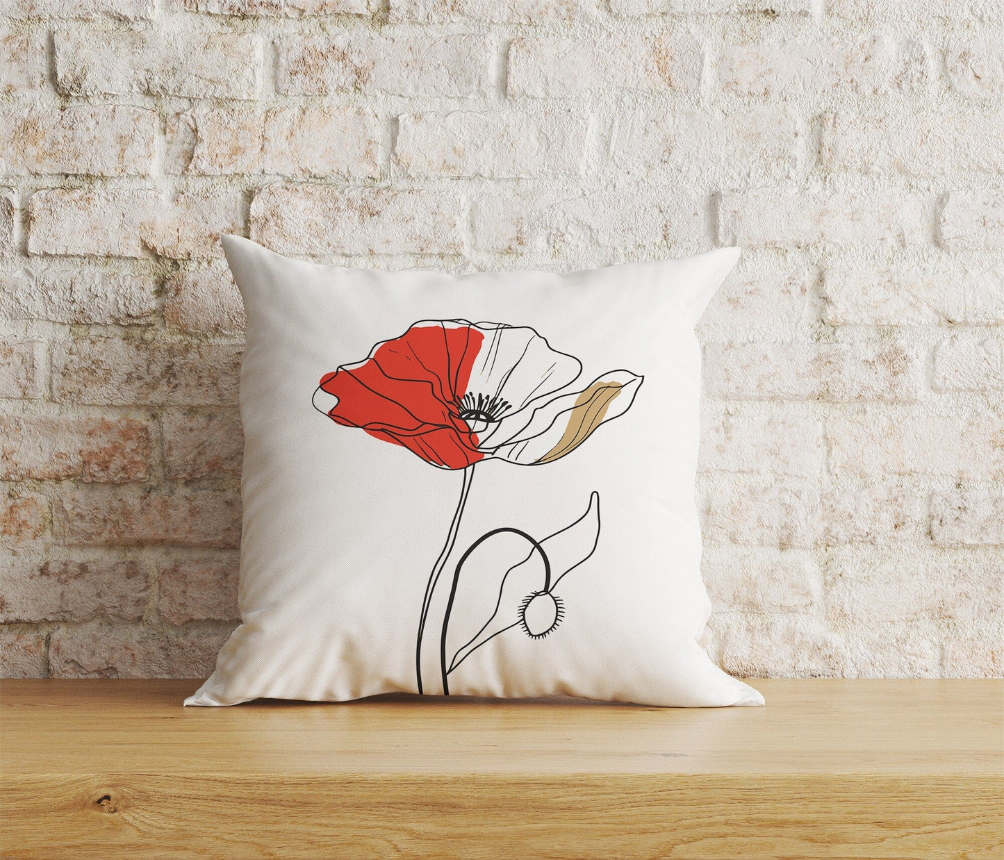 Onay Home Textile Cushion Covers 3 / 12 x 12 inch (30 x 30 cm) Double Side Red Poppy Flower Cushion Covers Poppies Pillow Covers