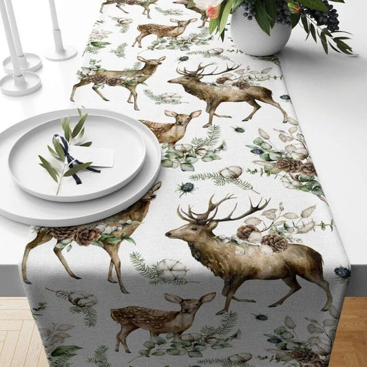 Onay 1 / 12 x 46 inch (30 x 120 cm) Reindeer Winter Animals Christmas Decor Table Runner