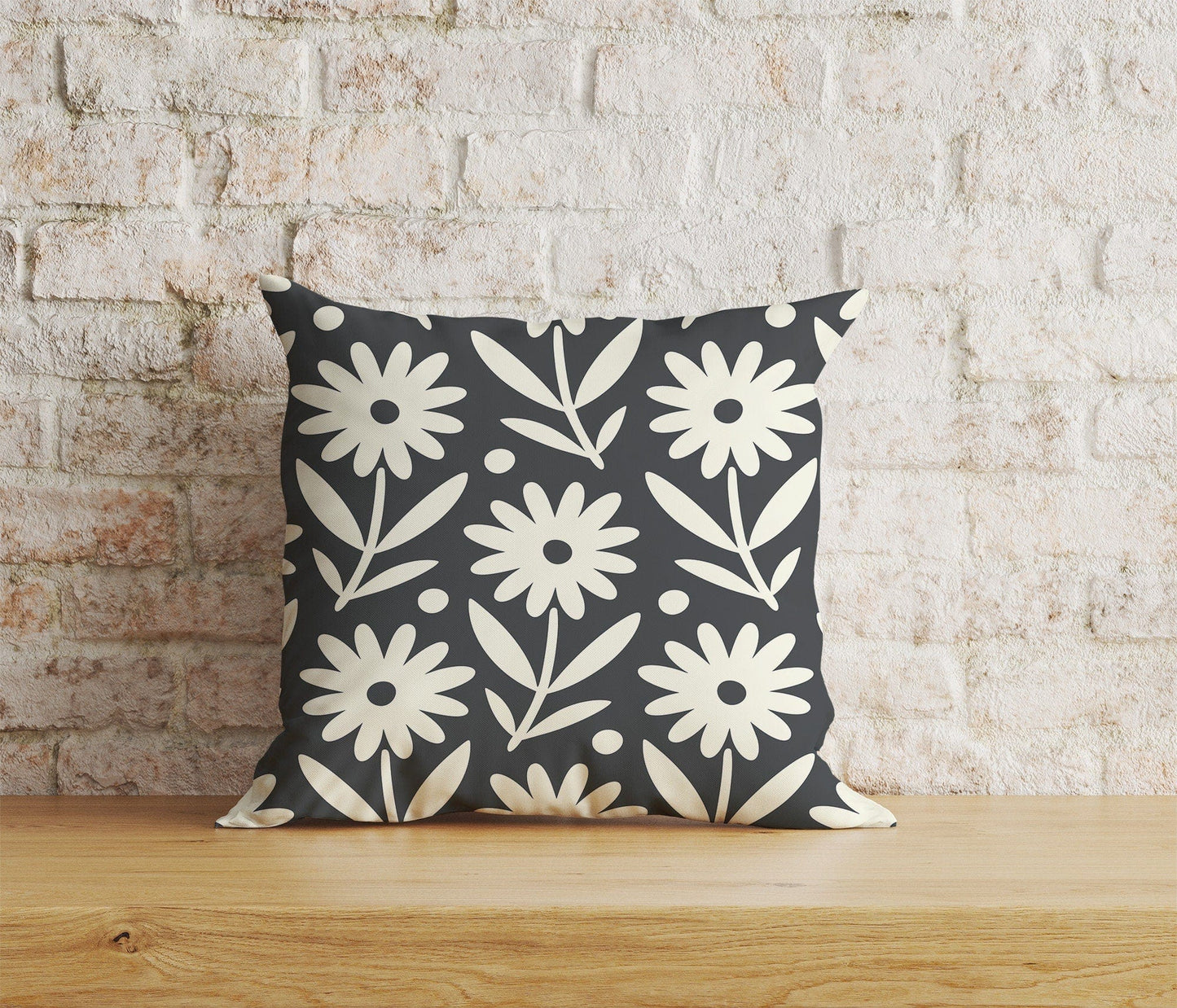 Onay Home Textile 2 / 12 x 12 inch (30 x 30 cm) Double Side Repeat Pattern With Flowers & Leaves Cushion Covers