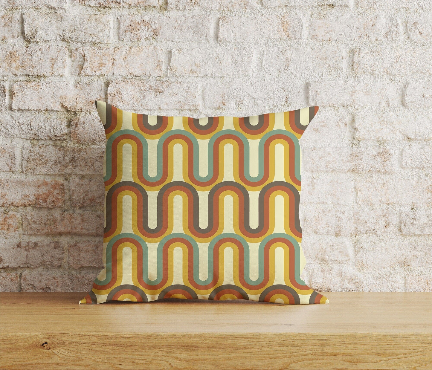 Onay Home Textile Cushion Covers 9 / 12 x 12 inch (30 x 30 cm) Double Side Retro 70s Patterns Cushion Cover Retro Pattern Pillow Cover